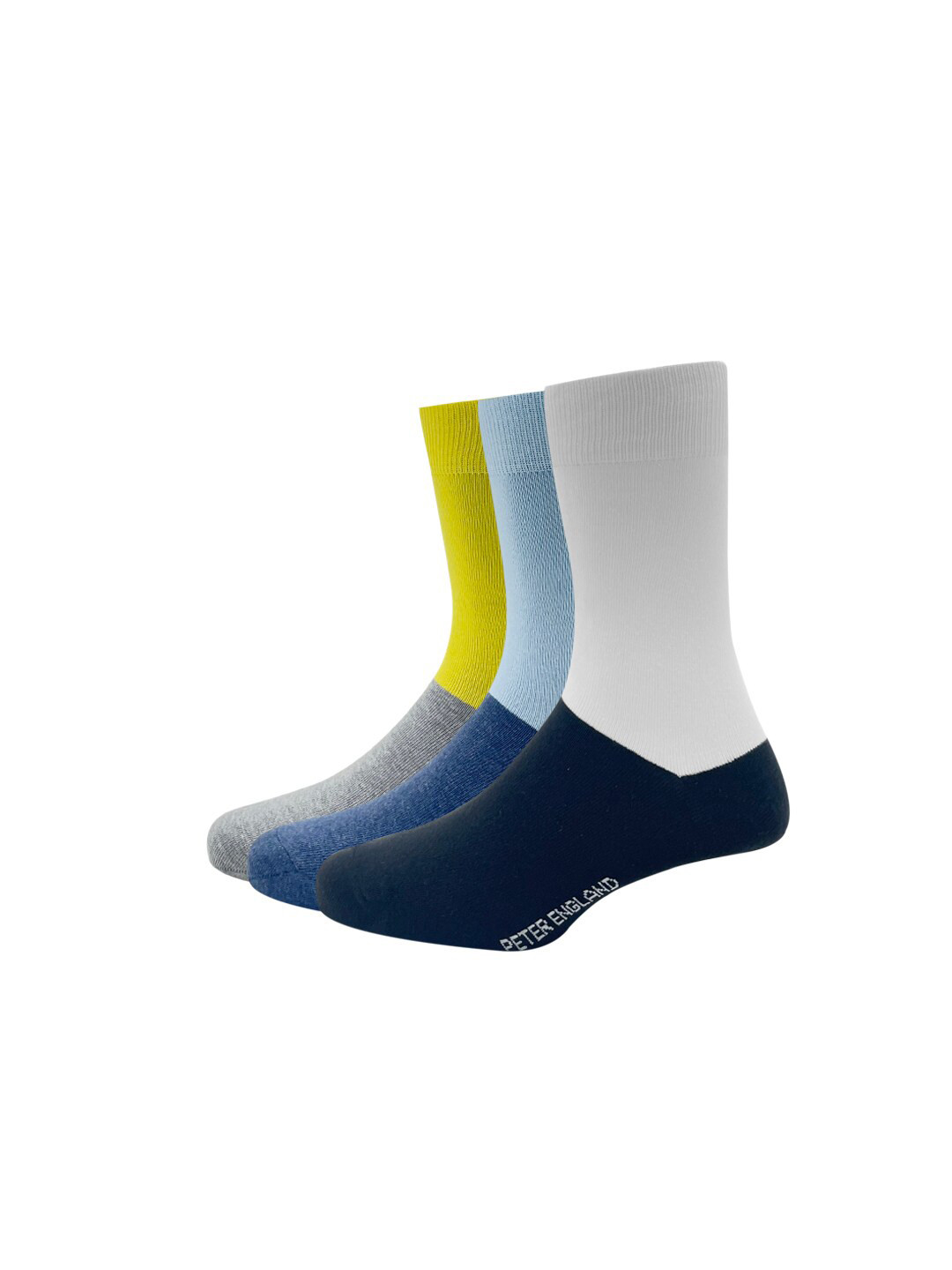 

Peter England Men Pack of 3 Colourlocked Cotton Ankle Length Socks, Black