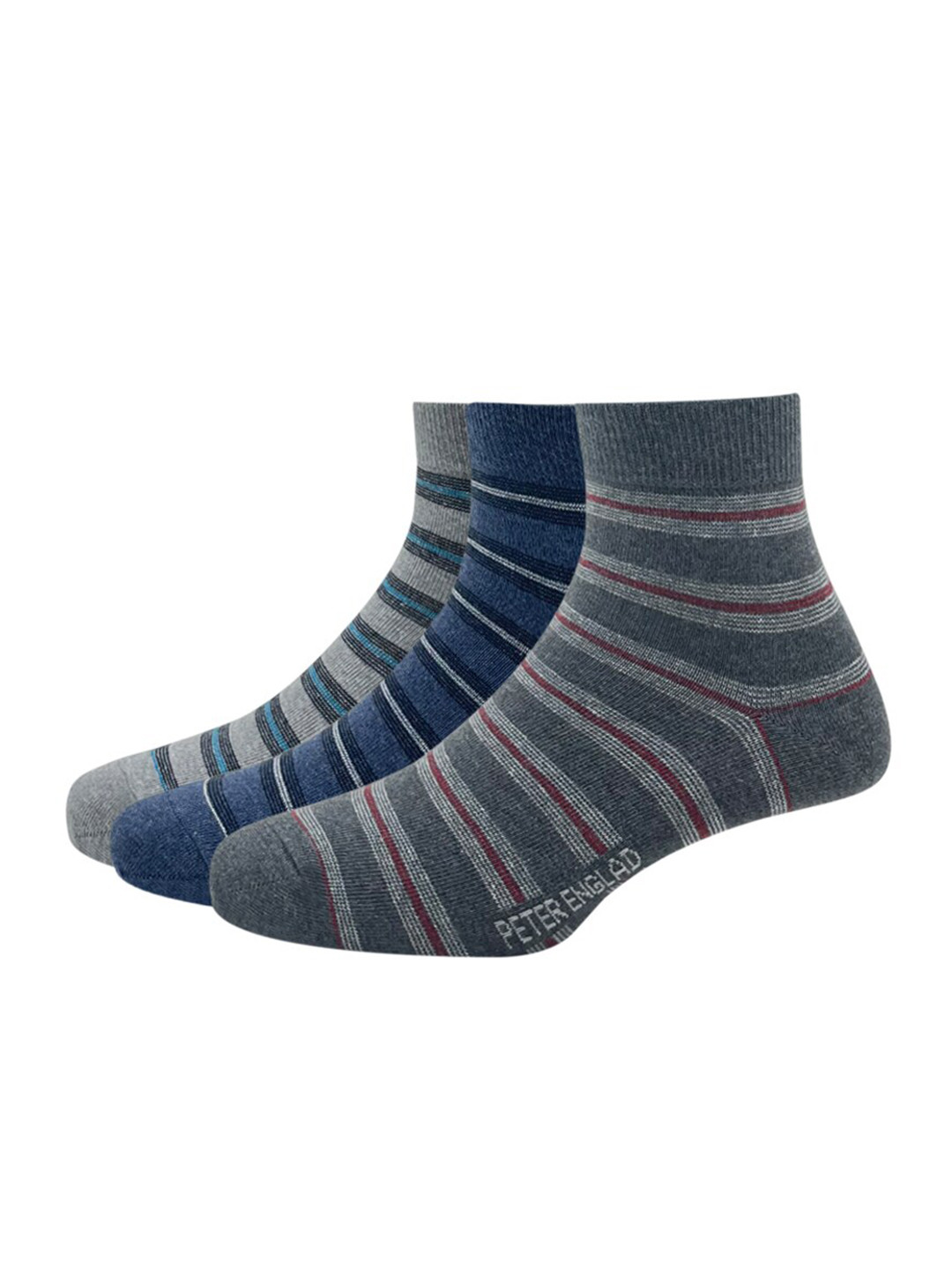 

Peter England Men Pack of 3 Cotton Above Ankle Length Socks, Black