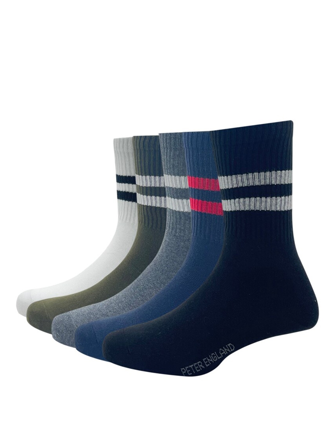 

Peter England Pack of 5 Men Patterned Cotton Calf Length Socks, Multi