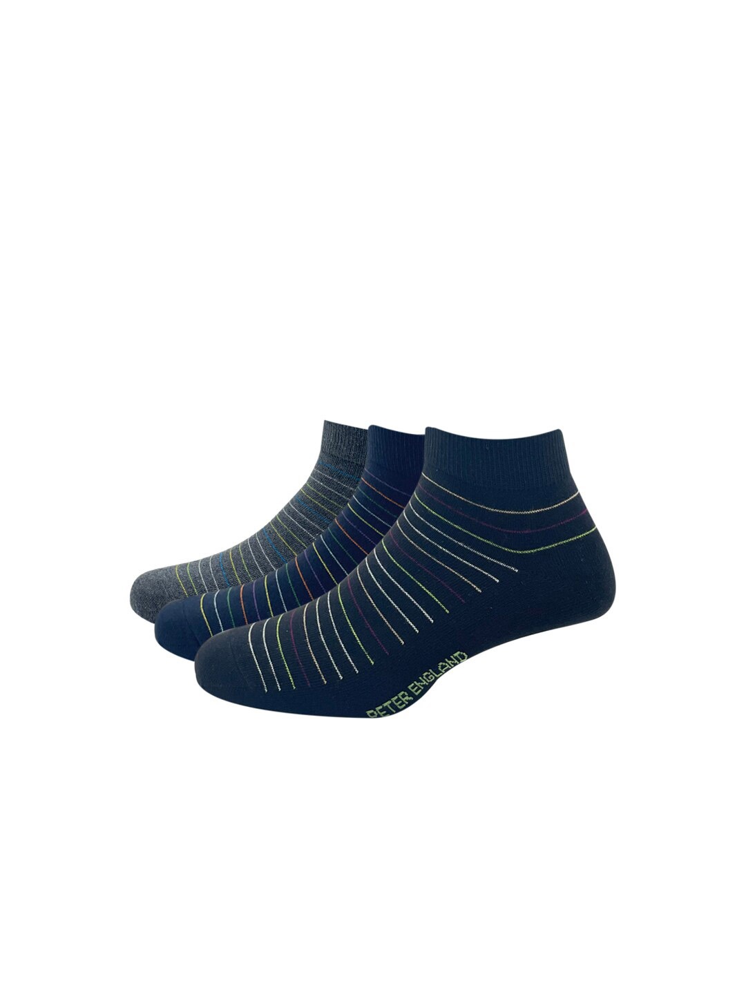 

Peter England Pack of 3 Navy Blue & Black Striped Ankle Length Socks