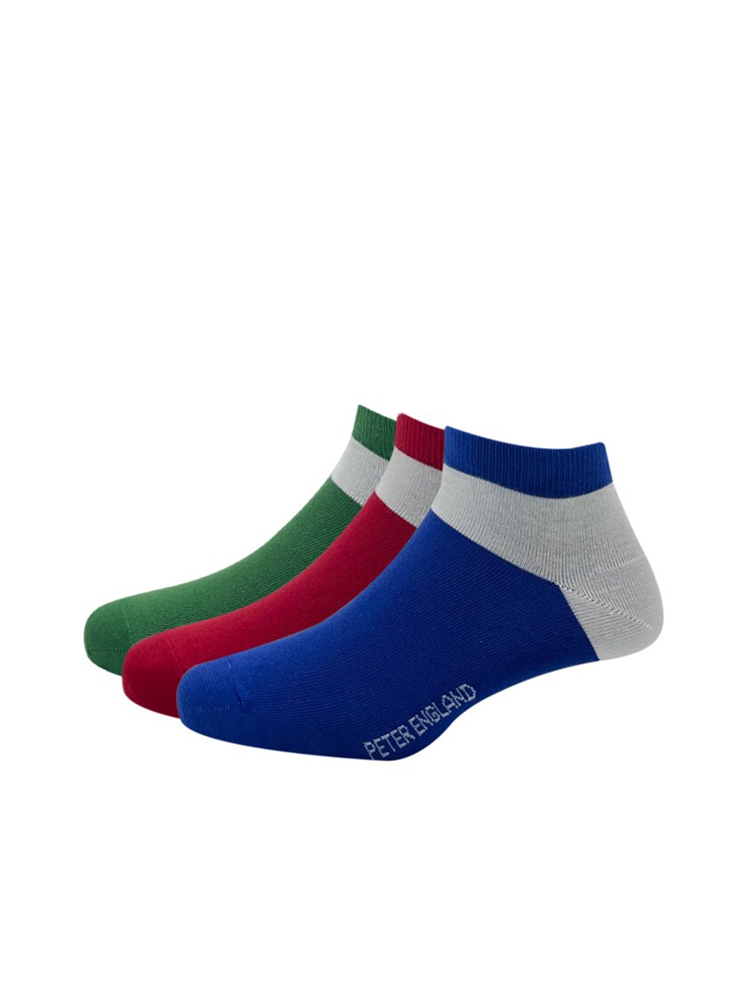 

Peter England Pack of 3 Men Colourblocked Ankle Length Cotton Socks, Red