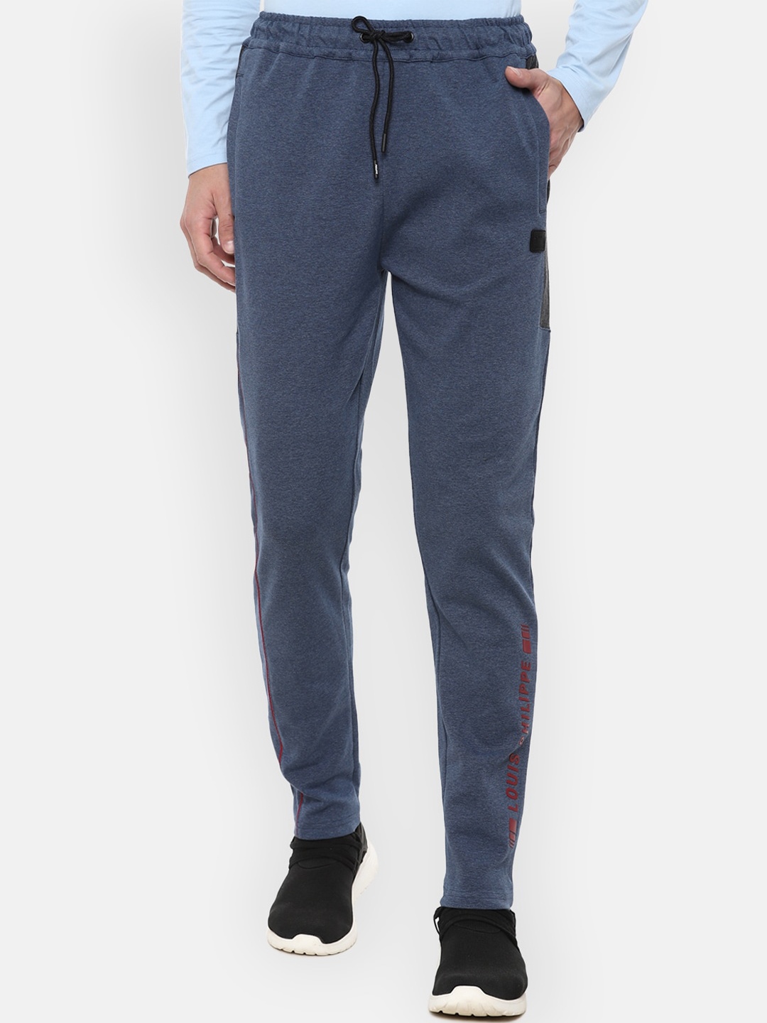 

Louis Philippe ATHPLAY Men Navy Blue Solid Pure Cotton Slim-Fit Track Pants
