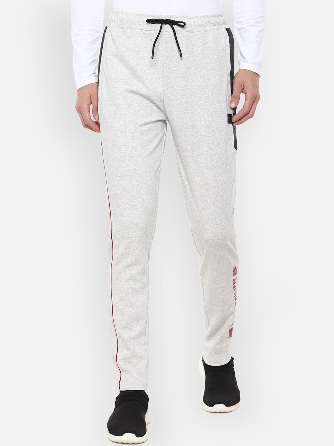 

Louis Philippe ATHPLAY Men Grey Solid Pure Cotton Slim-Fit Track Pants