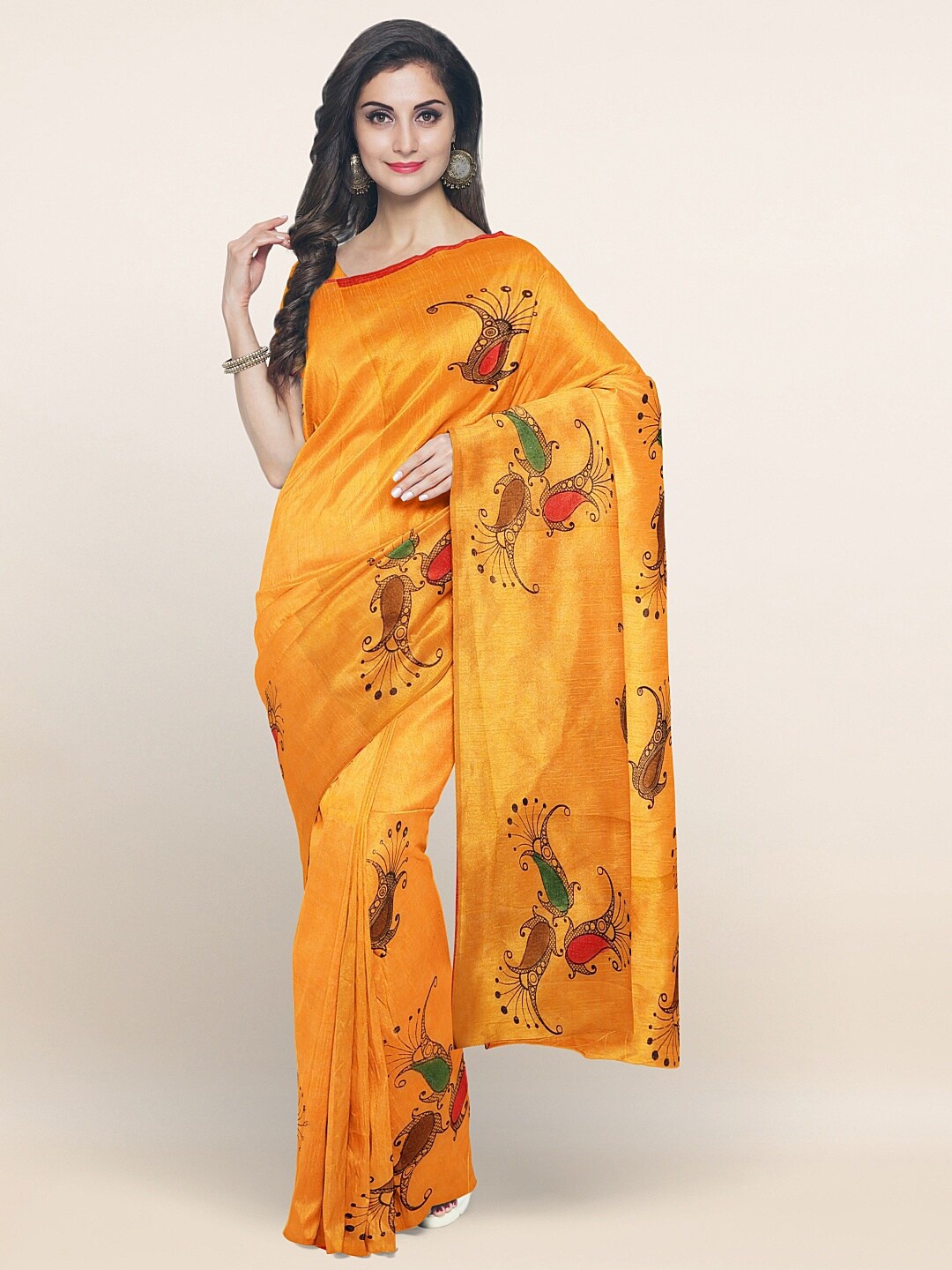 

Pothys Yellow & Green Ethnic Motifs Pure Cotton Saree