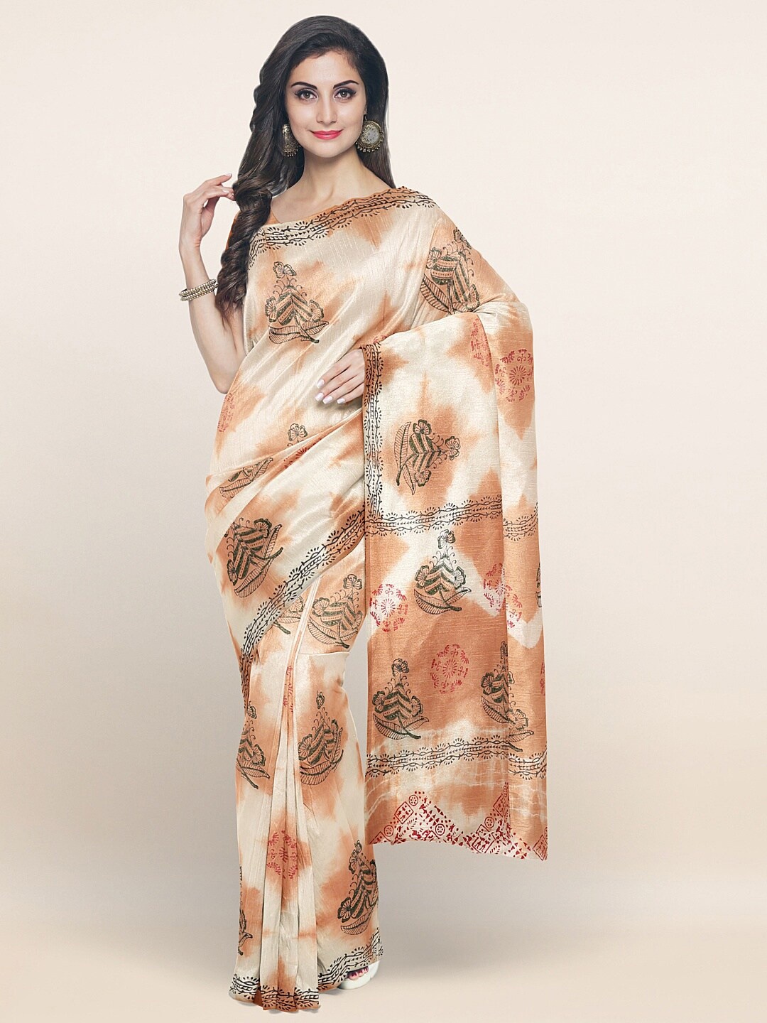 

Pothys Cream-Coloured & Black Ethnic Motifs Pure Cotton Saree