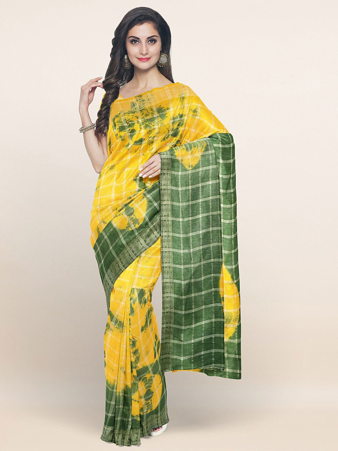 

Pothys Yellow & Green Zari Pure Cotton Saree