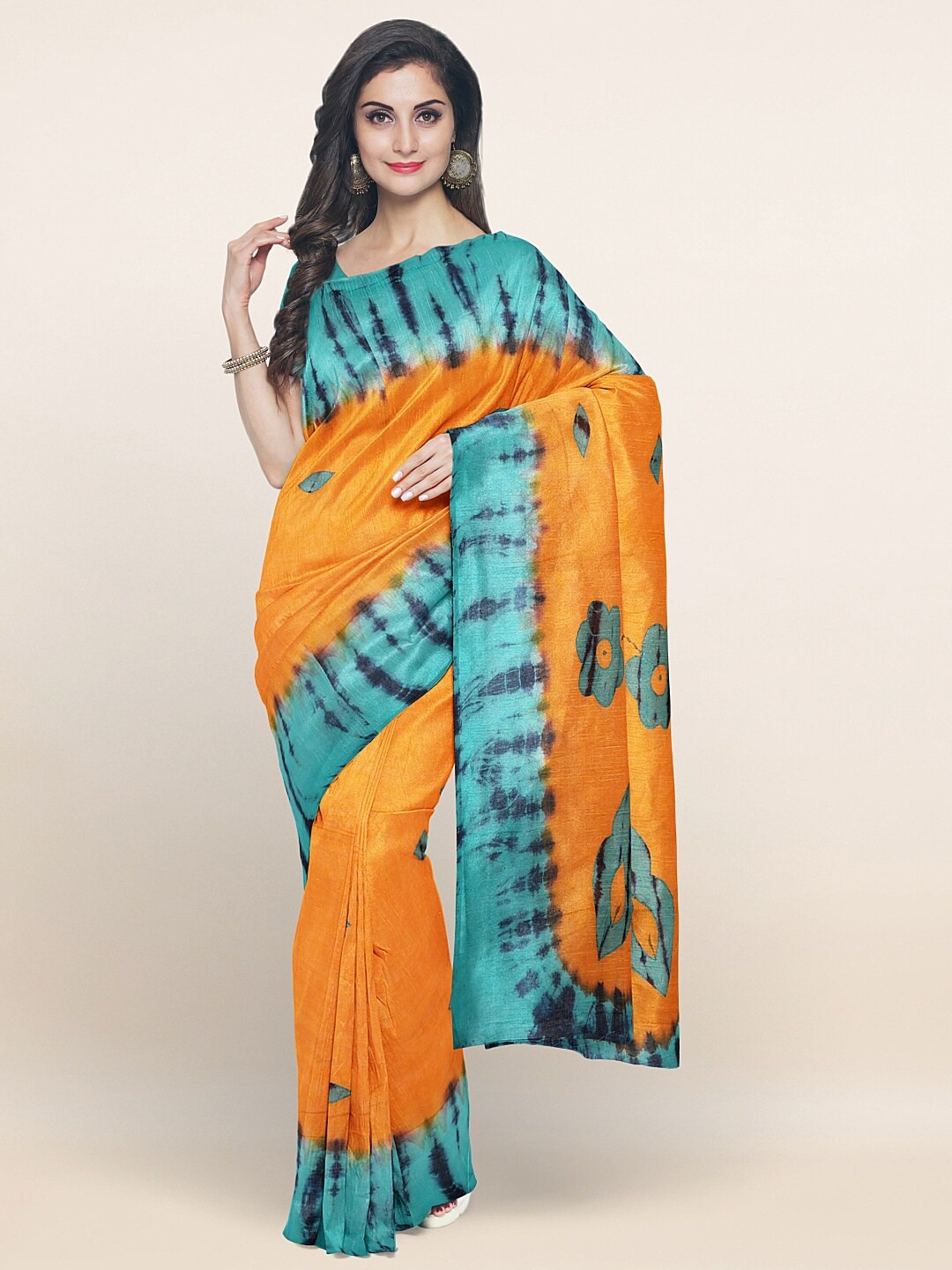 

Pothys Yellow & Blue Floral Pure Cotton Saree