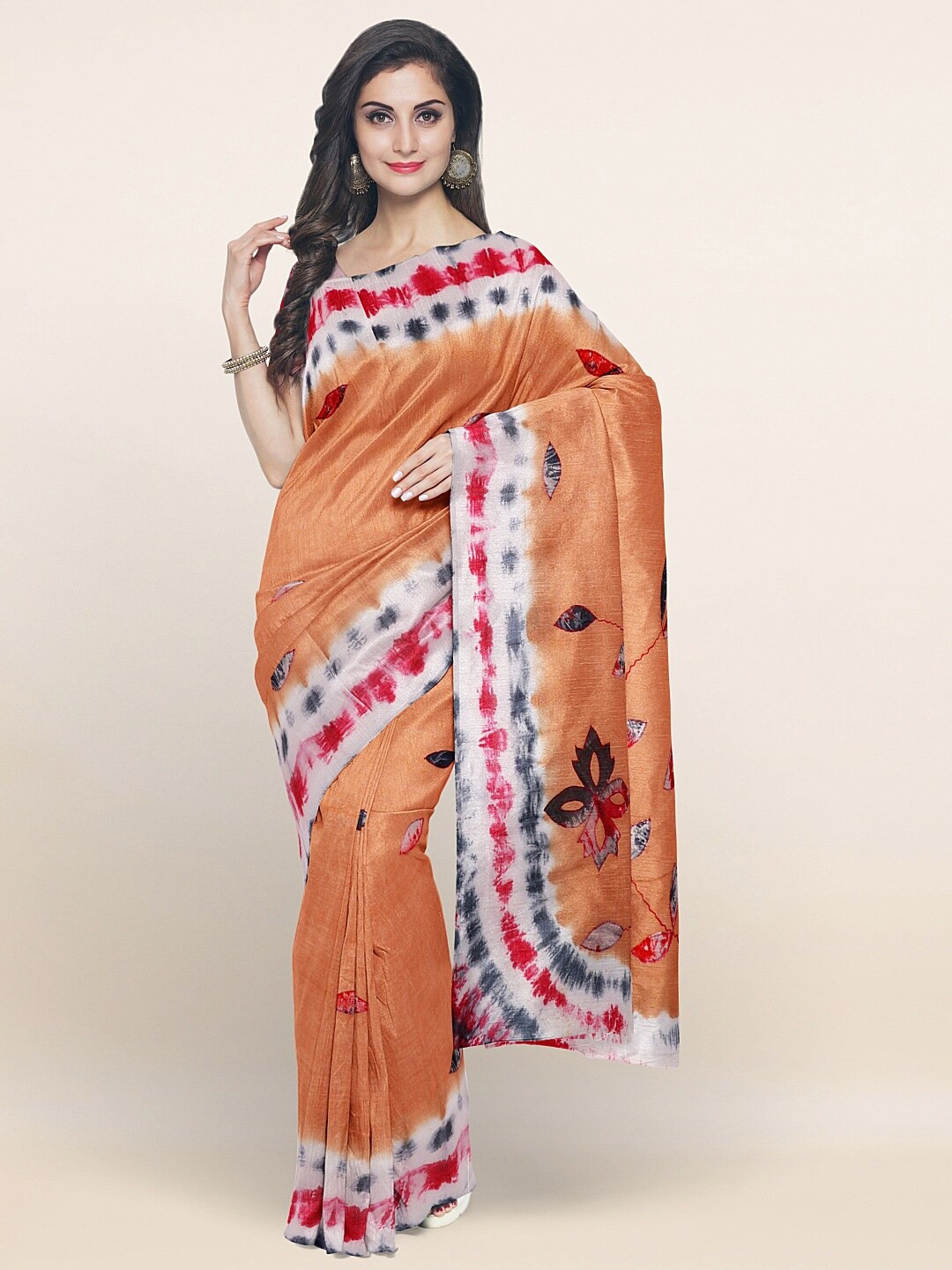 

Pothys Peach-Coloured & White Floral Pure Cotton Saree