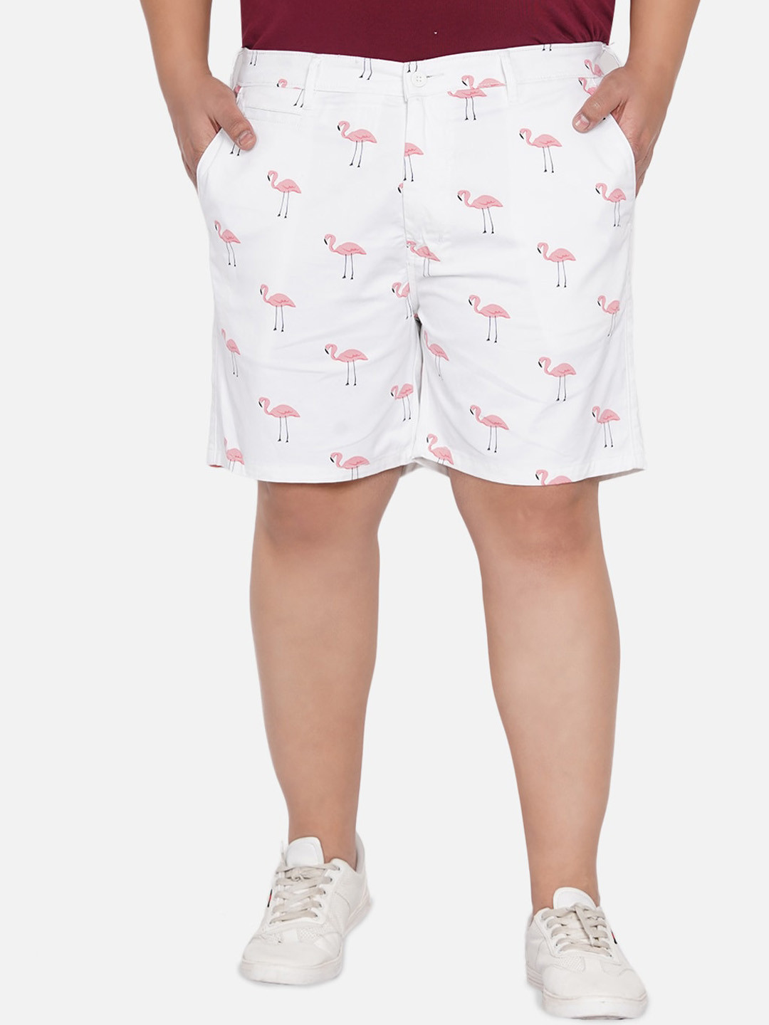 

John Pride Men Plus Size White Printed Pure Cotton Shorts