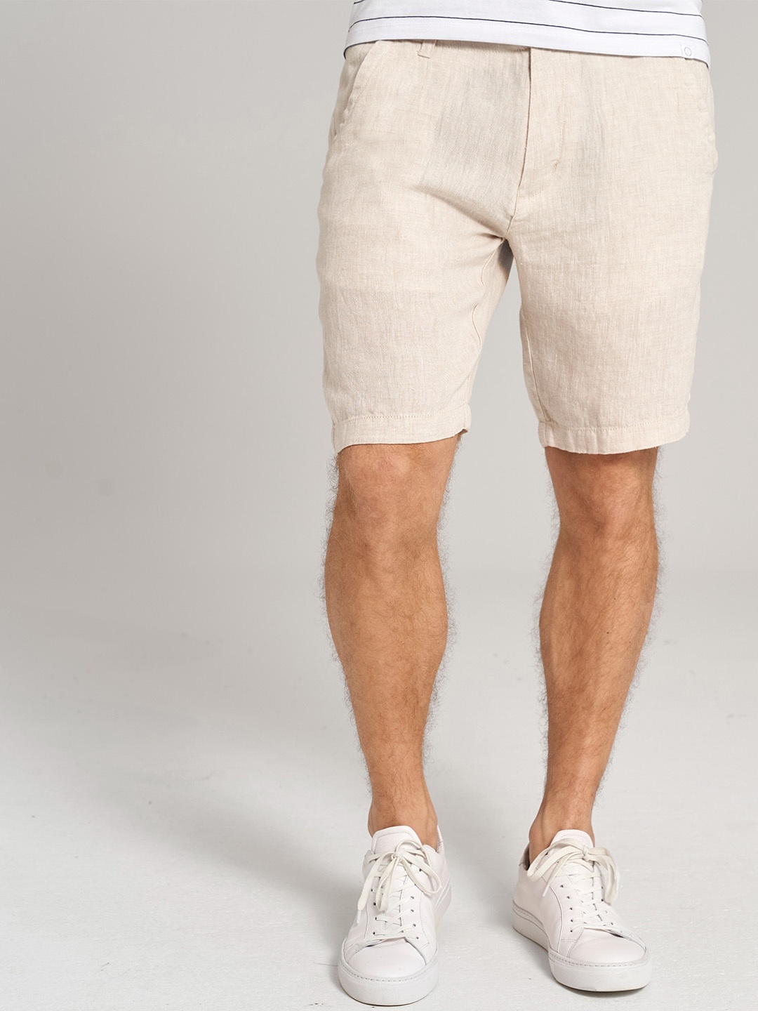 

Bruun & Stengade Men Beige Slim Fit Linen Shorts