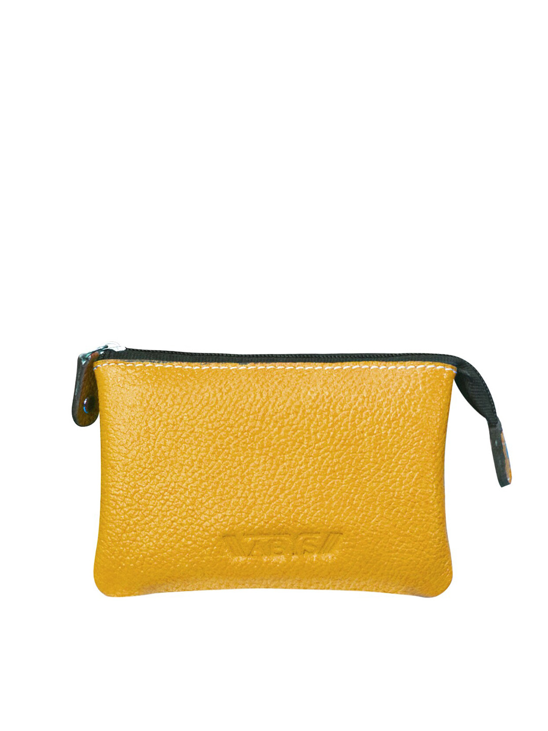 

ABYS Yellow Genuine Leather Mini Zipper Pouch For Card Coin And Small Essentials