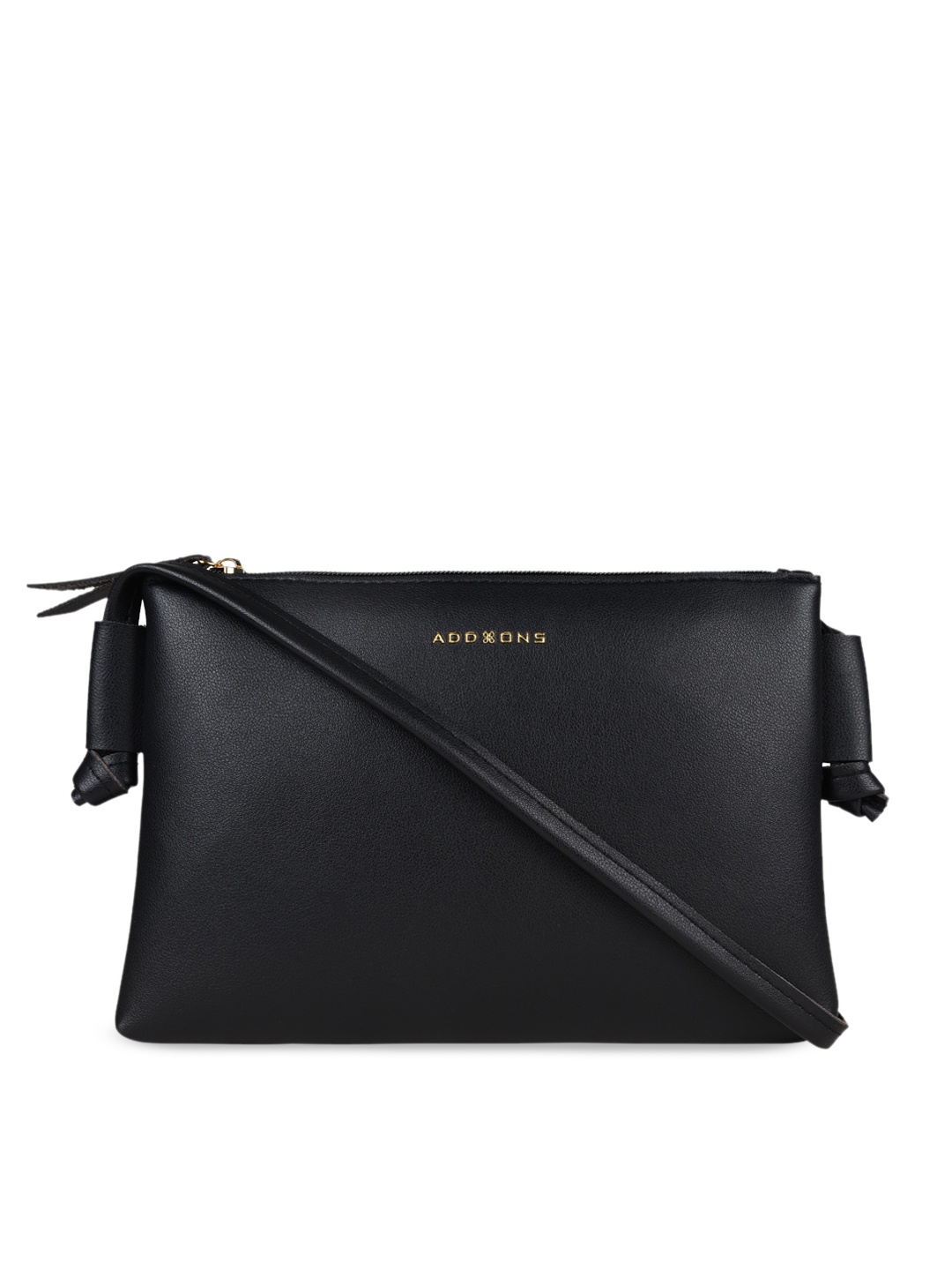

Addons Black PU Structured Sling Bag with Tasselled