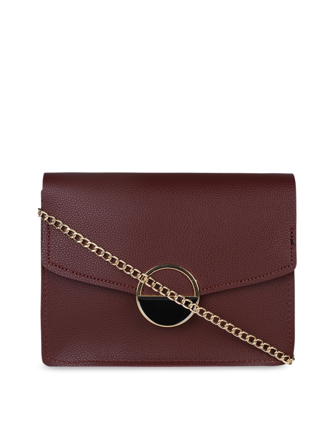 

Addons Maroon Textured Structured Crossbody Sling Bag