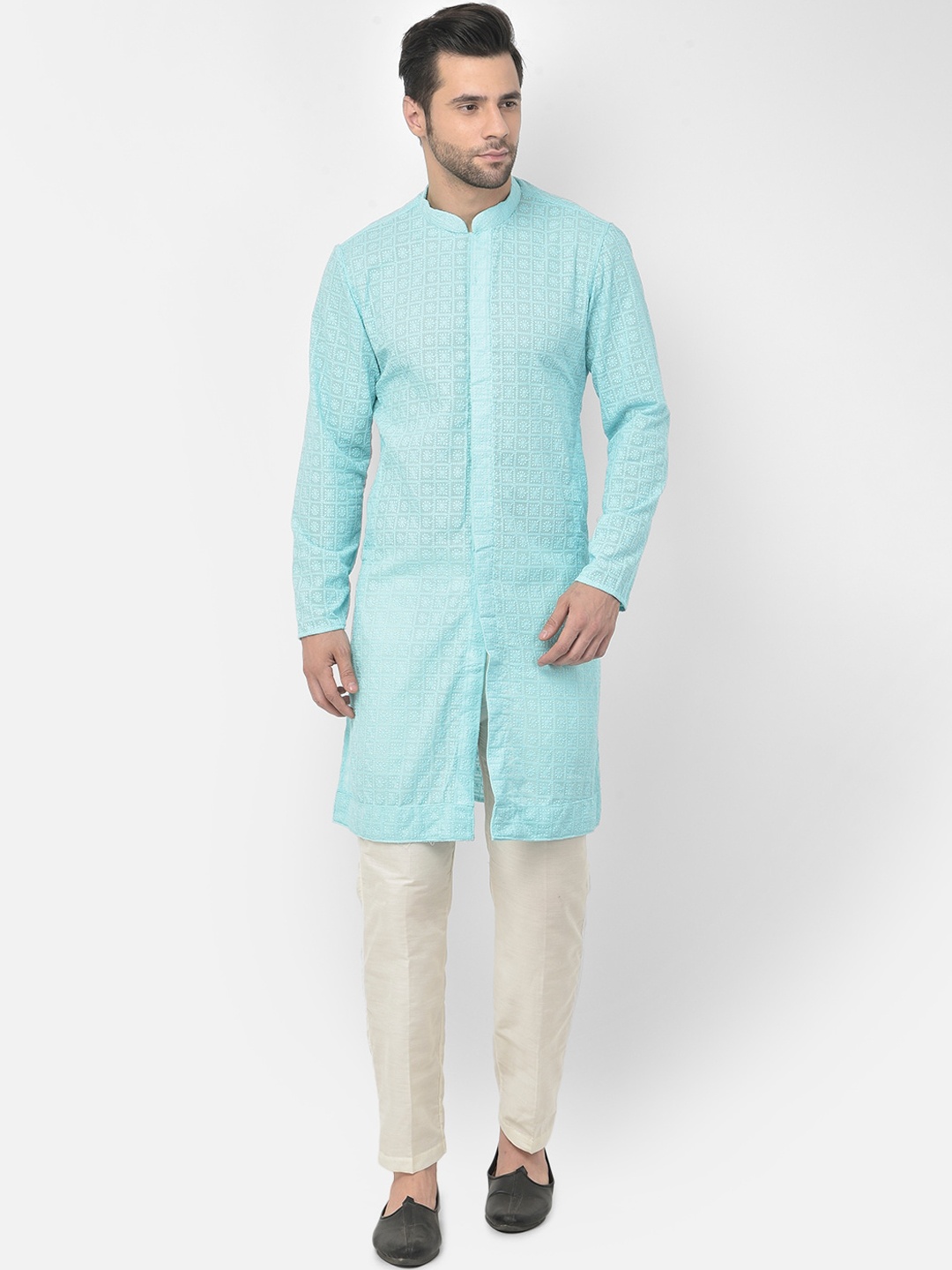 

DEYANN Men Blue Pure Cotton Kurta with Pyjamas