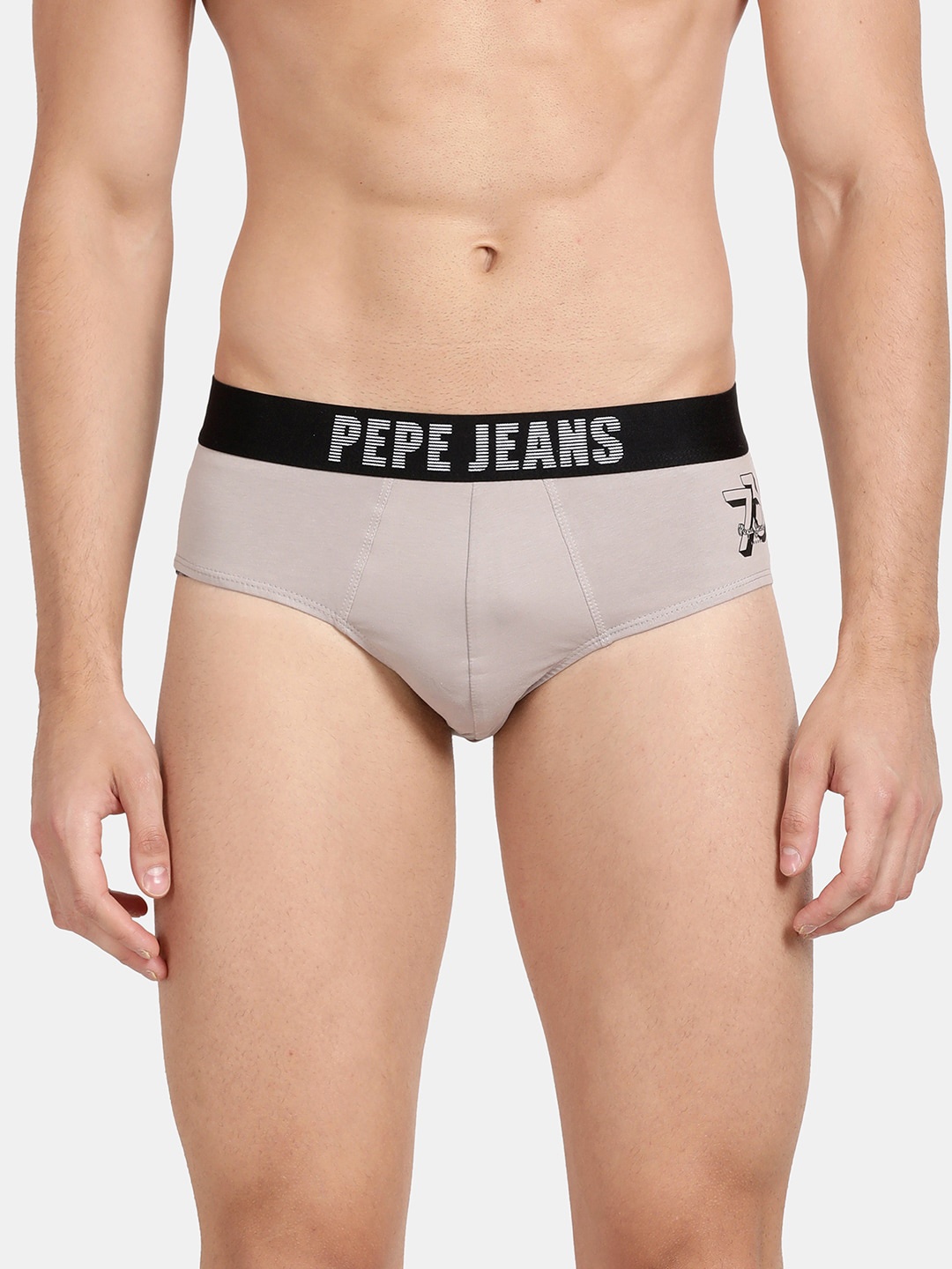 

Pepe Jeans Men Mid Grey Solid Comfort Fit Mid-Rise Knitted Stretchable Brief OPB07