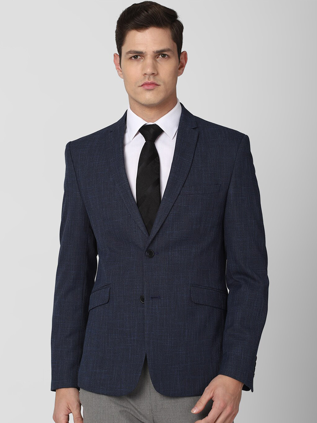 

V Dot Men Navy Blue Solid Single breasted Blazers