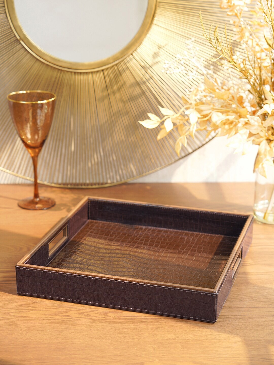 

Pure Home and Living Brown Textured Tray