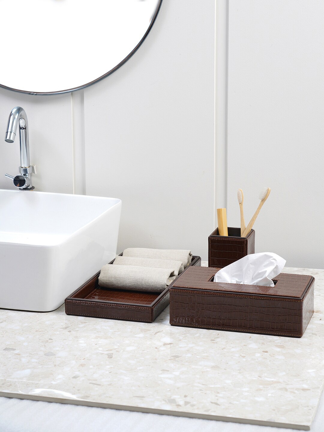 

Pure Home and Living Brown Set Of 3 Animal Textured Boris Bathroom Collection