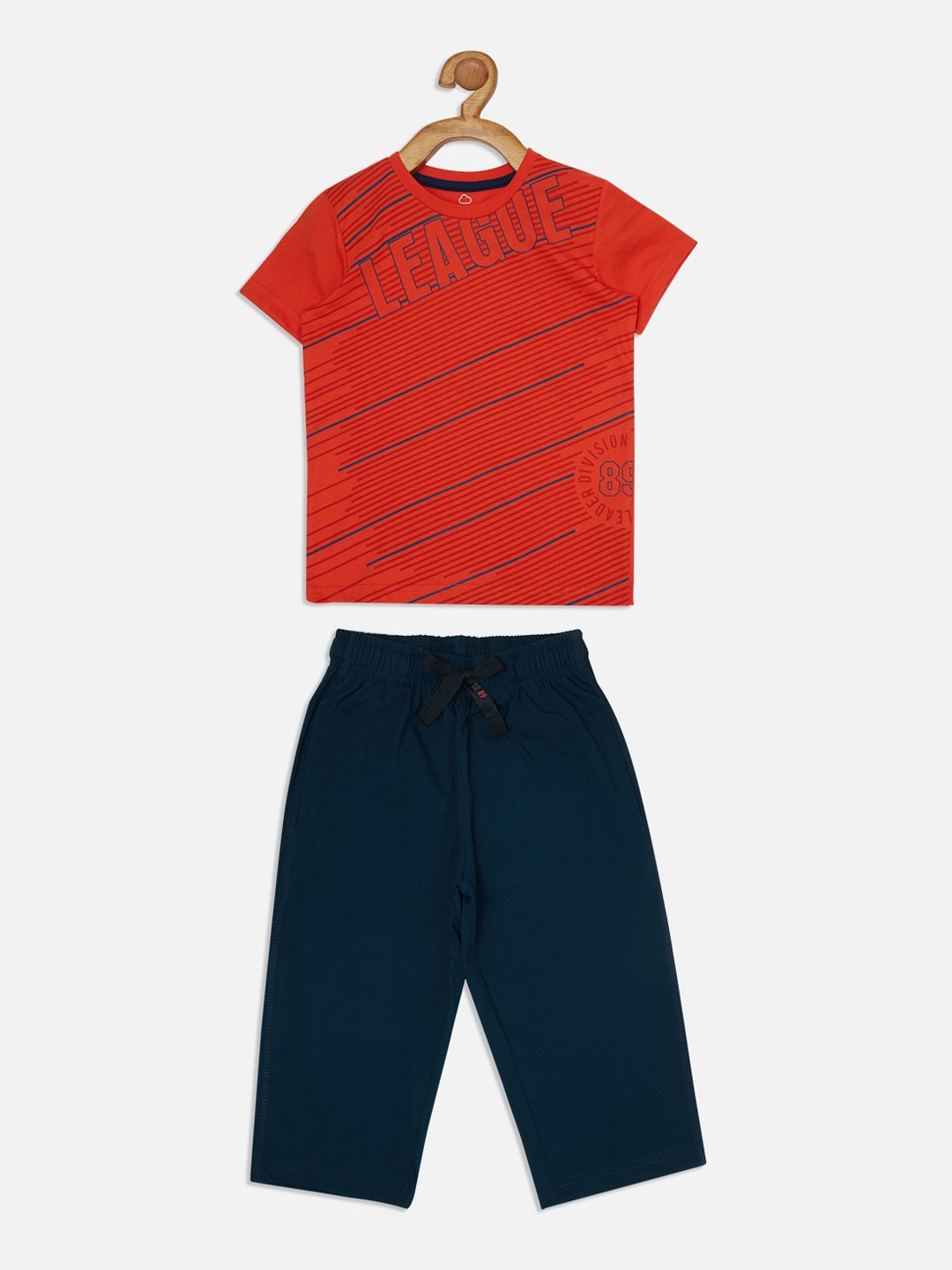 

Sweet Dreams Boys Red & Navy Blue Printed Night Suit