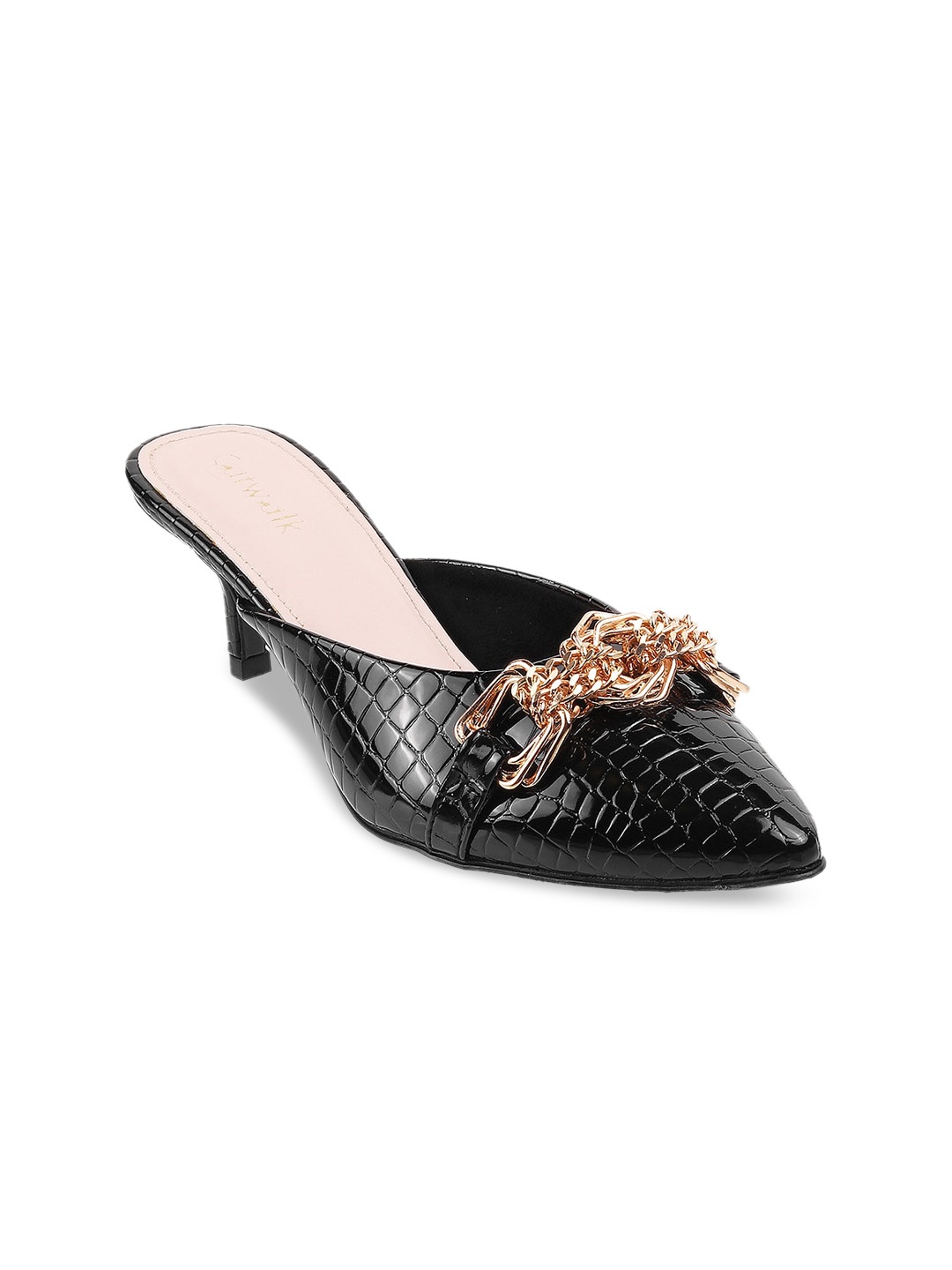 

Catwalk Women Black Embellished Kitten Sandals
