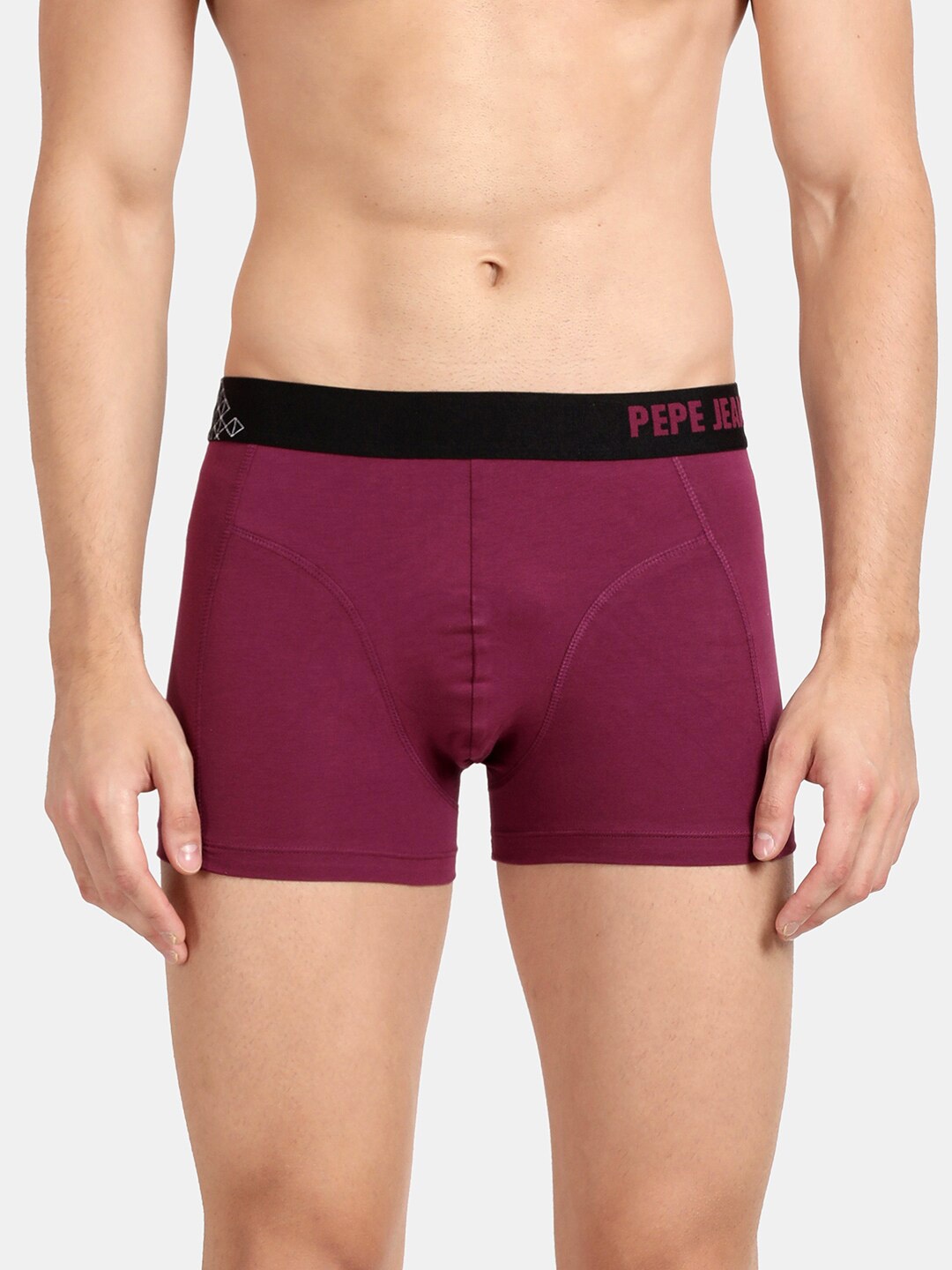 

Pepe Jeans Men Magenta Purple Solid Comfort Fit Mid-Rise No-Marks Stretchable Trunk OPT03