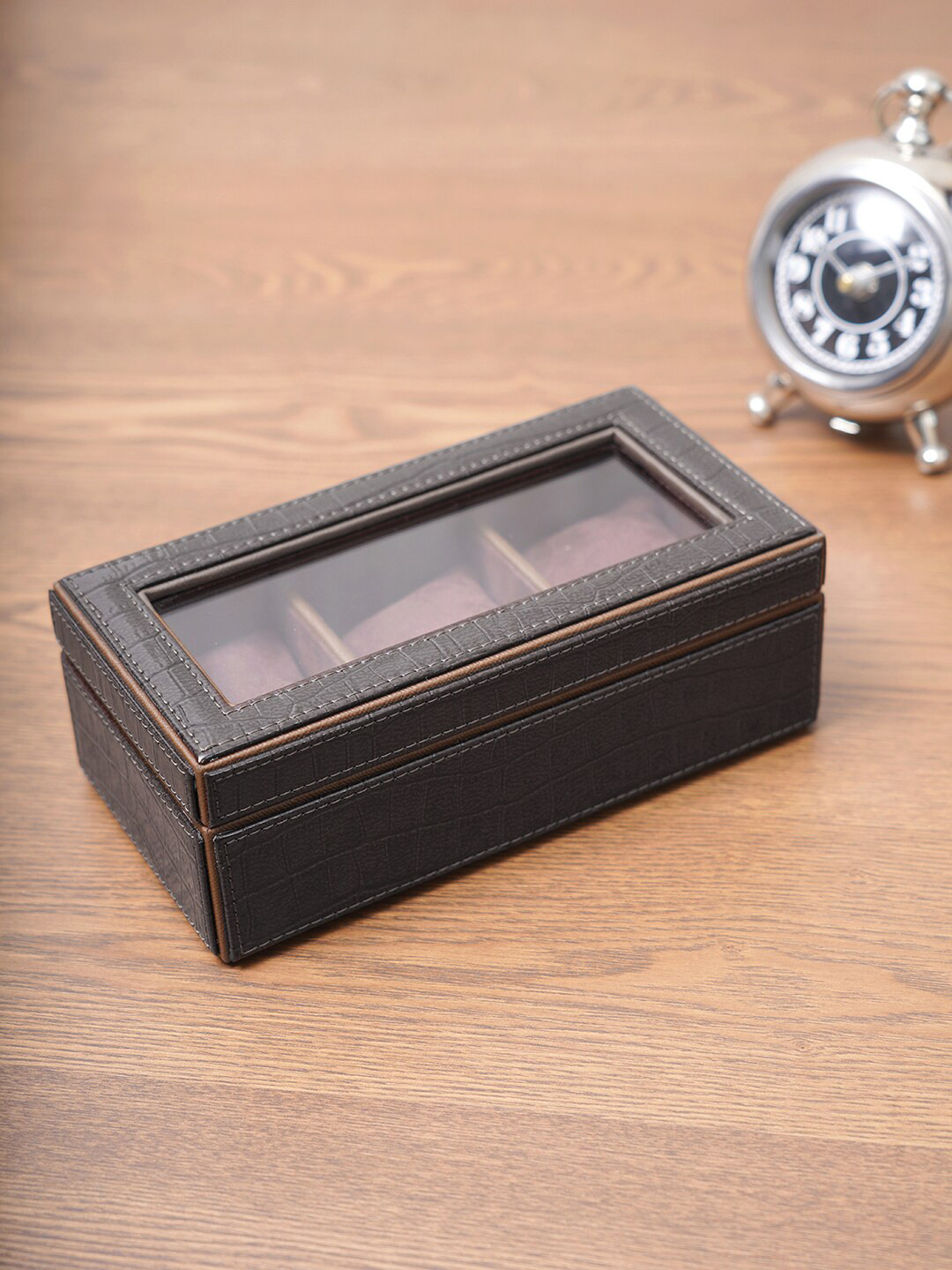 

Pure Home and Living Brown 3 Box Boris Synthetic Leather Watch Organiser