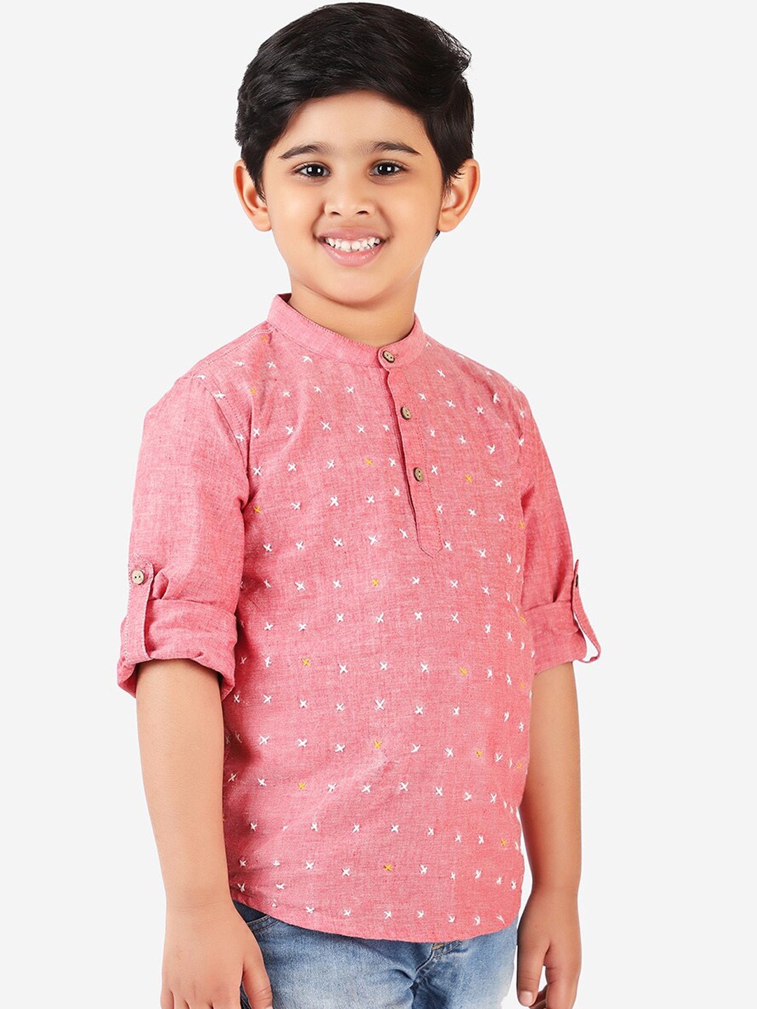 

Fabindia Boys Red Thread Work Kurta