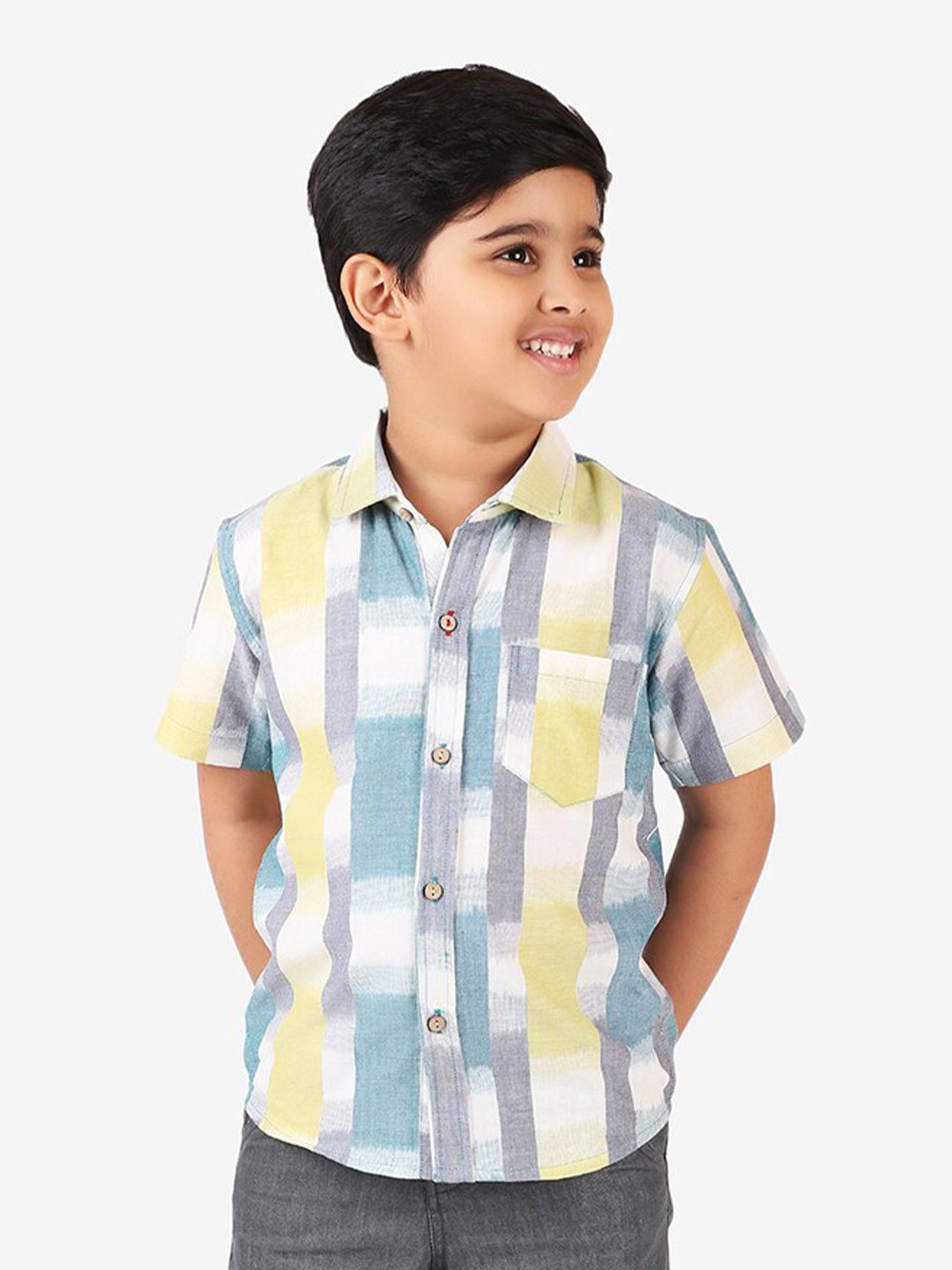 

Fabindia Boys Multicoloured Checked Cotton Casual Shirt, Multi