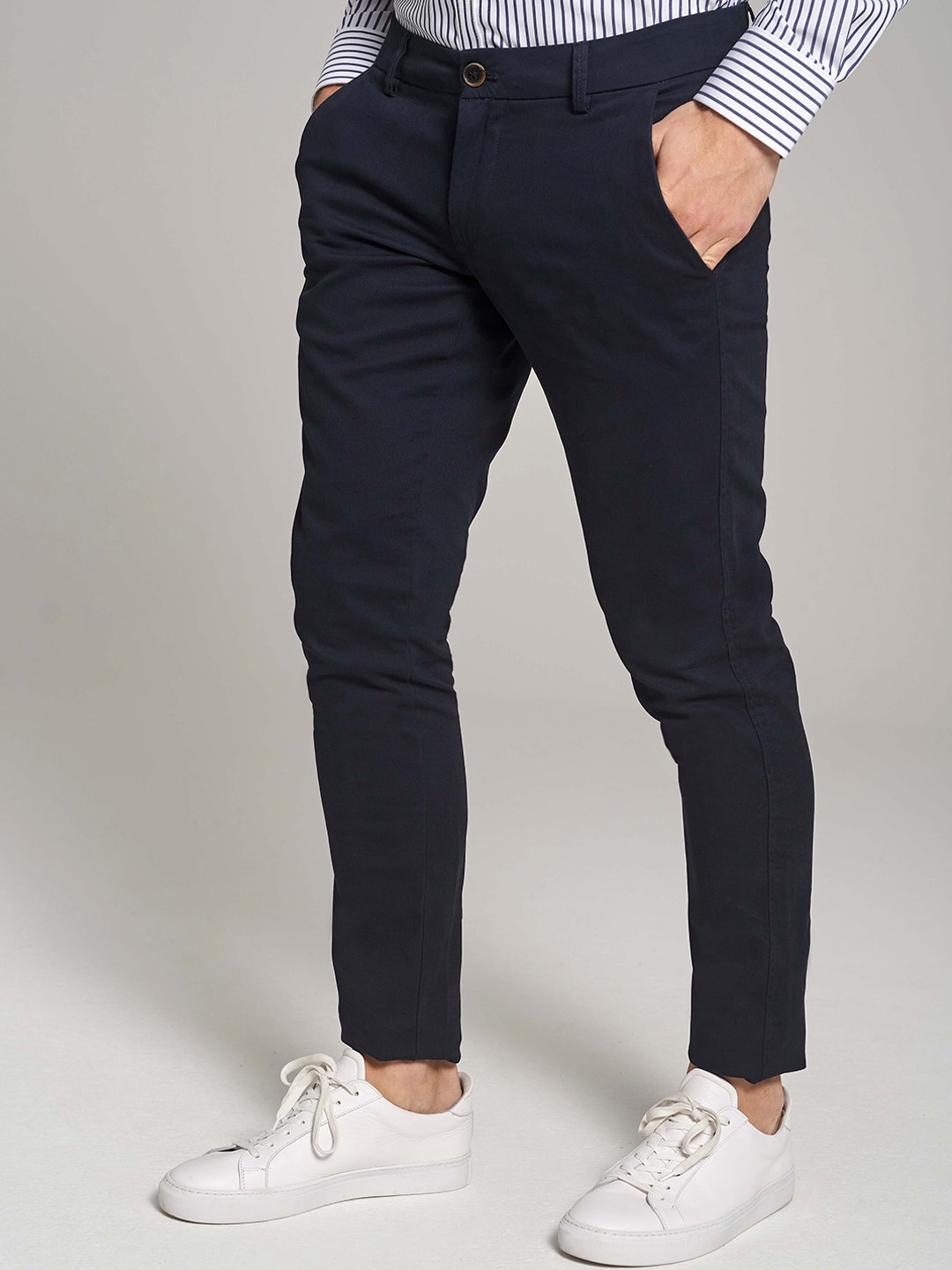 

Bruun & Stengade Men Navy Blue Slim Fit Chinos Trousers