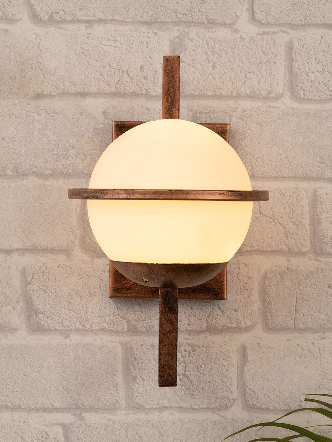 

Homesake Copper-Toned Frost Globe Wall Lantern With Oil Rubbed Rust Finish