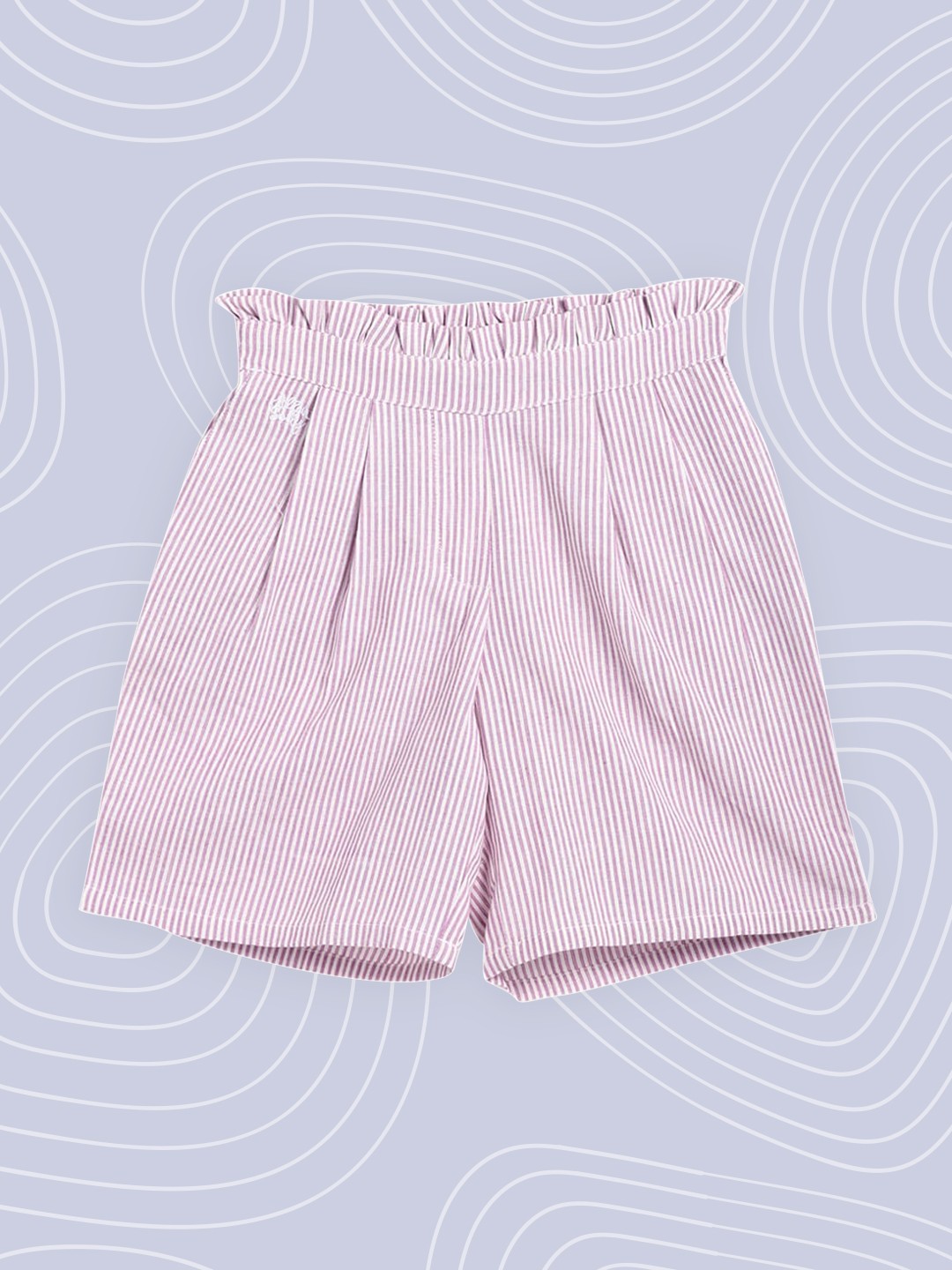 

Allen Solly Junior Girls Lavender Striped Pure Cotton Shorts