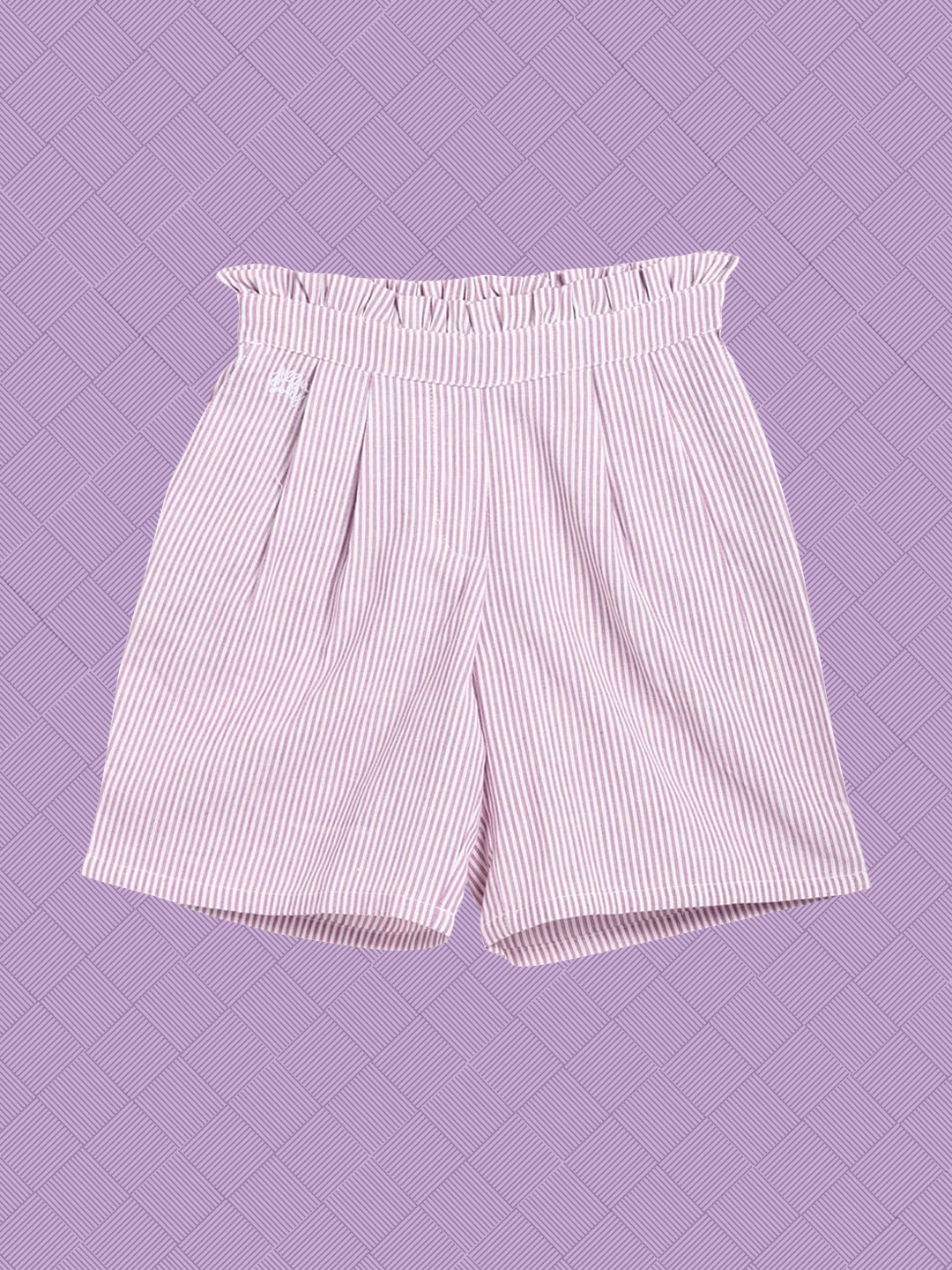 

Allen Solly Junior Girls Purple & White Striped Pure Cotton Shorts