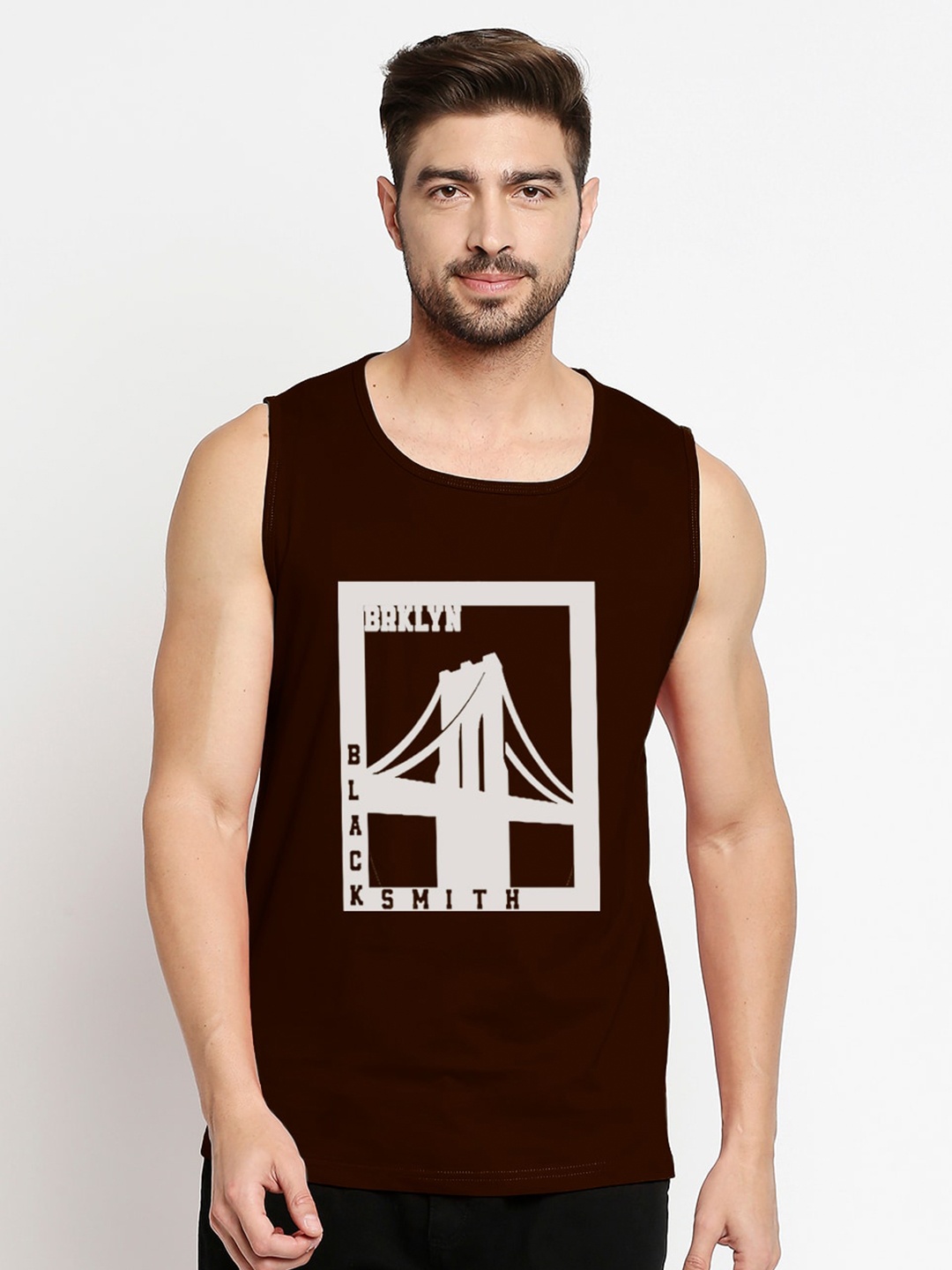 

Blacksmith Men Brown Printed Pure Cotton T-shirt