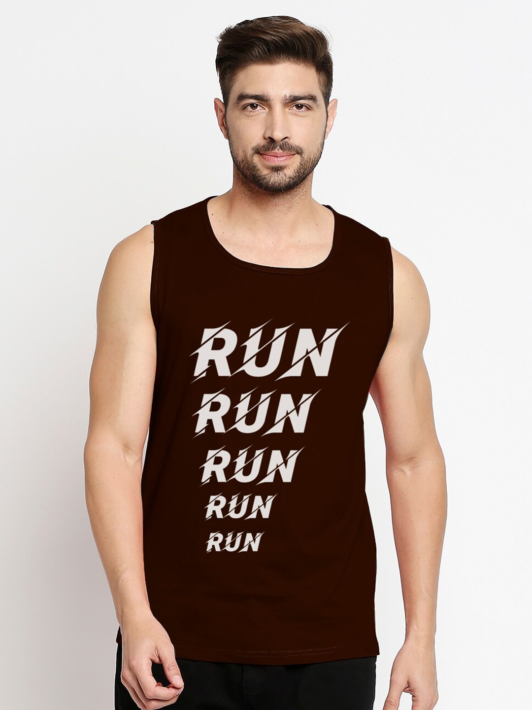 

Blacksmith Men Brown Typography Printed Cotton T-shirt