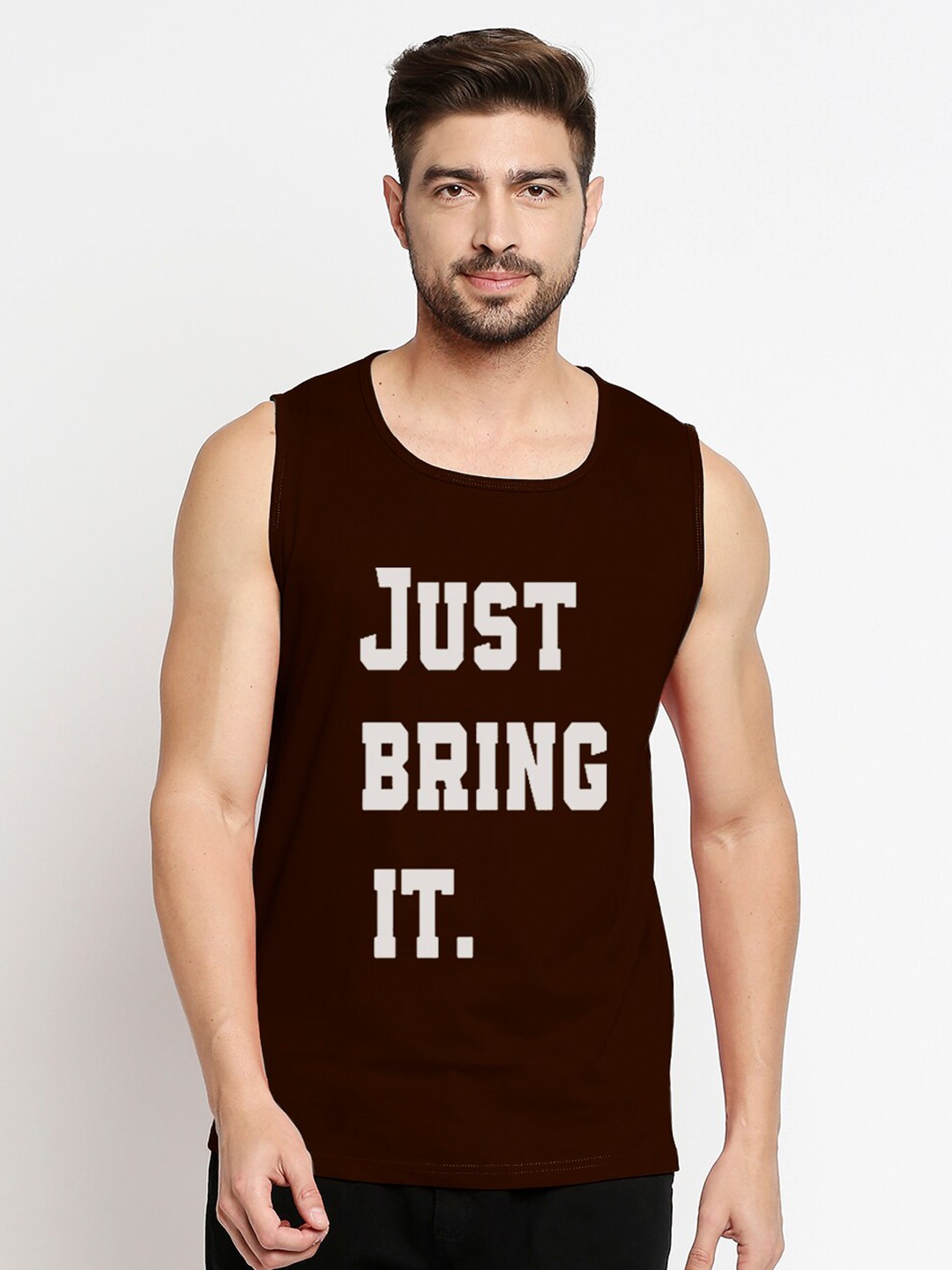 

Blacksmith Men Brown Typography Printed Cotton T-shirt