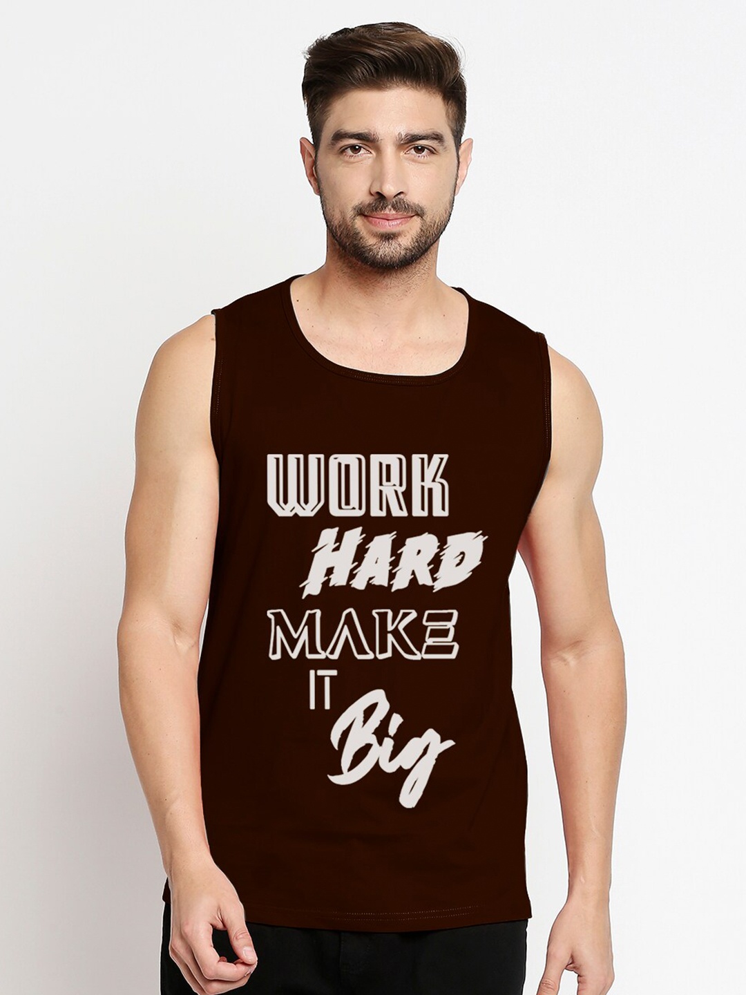 

Blacksmith Men Brown Typography Printed Cotton Training or Gym T-shirt