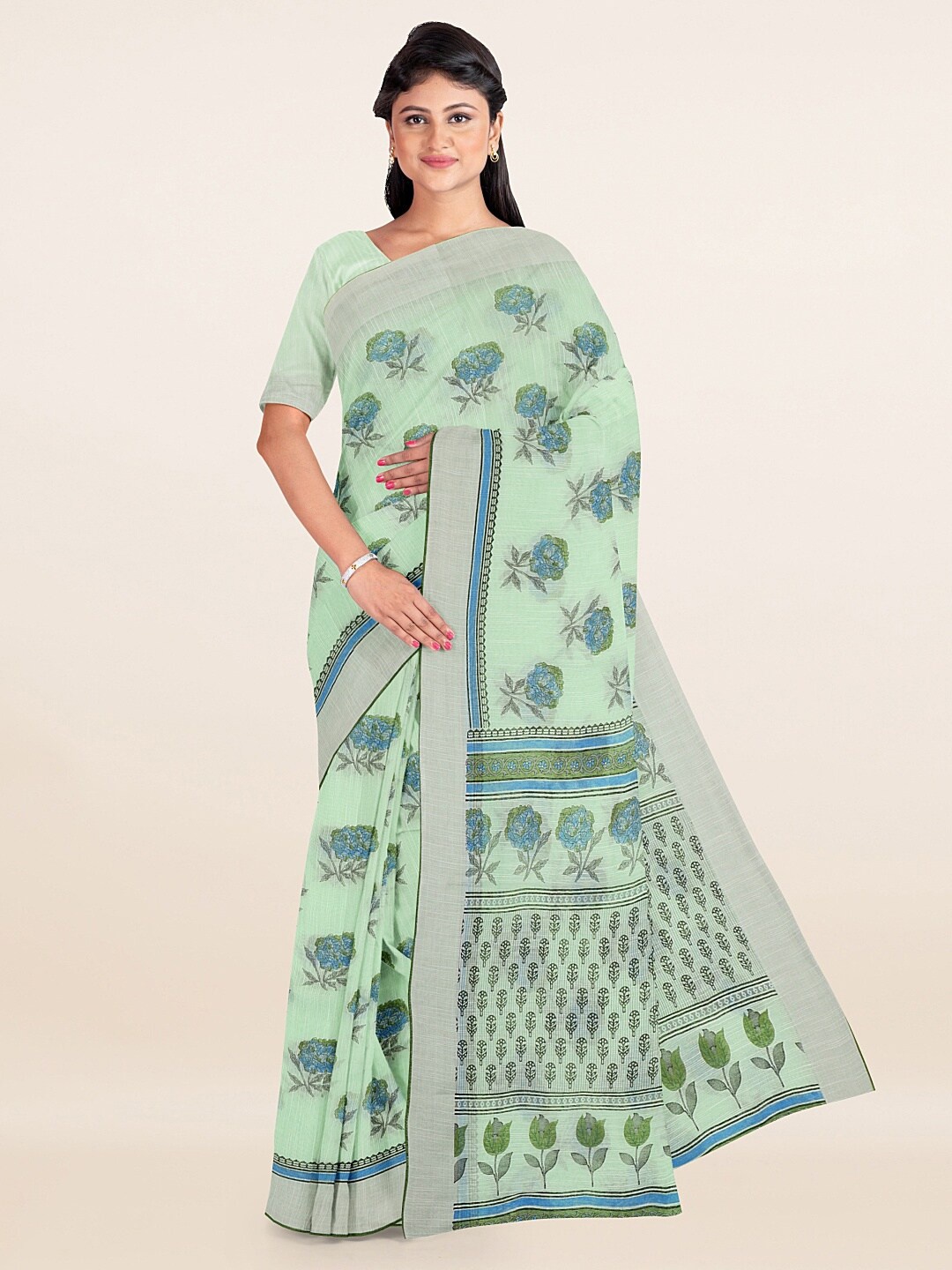 

Pothys Green Floral Printed Saree