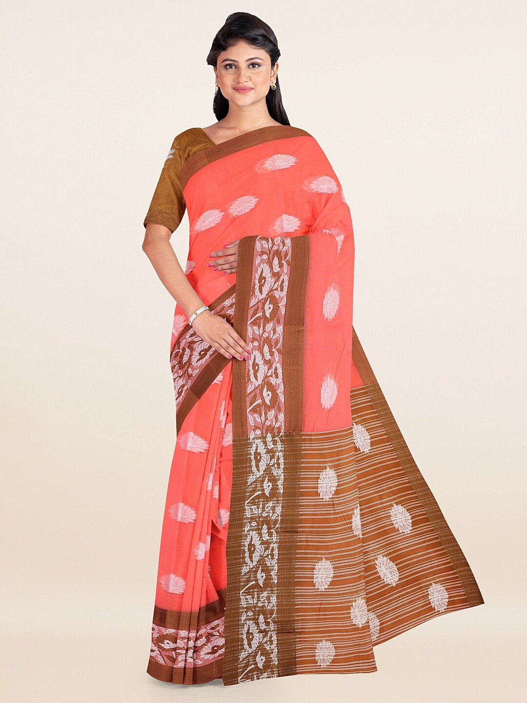 

Pothys Pink & White Printed Saree