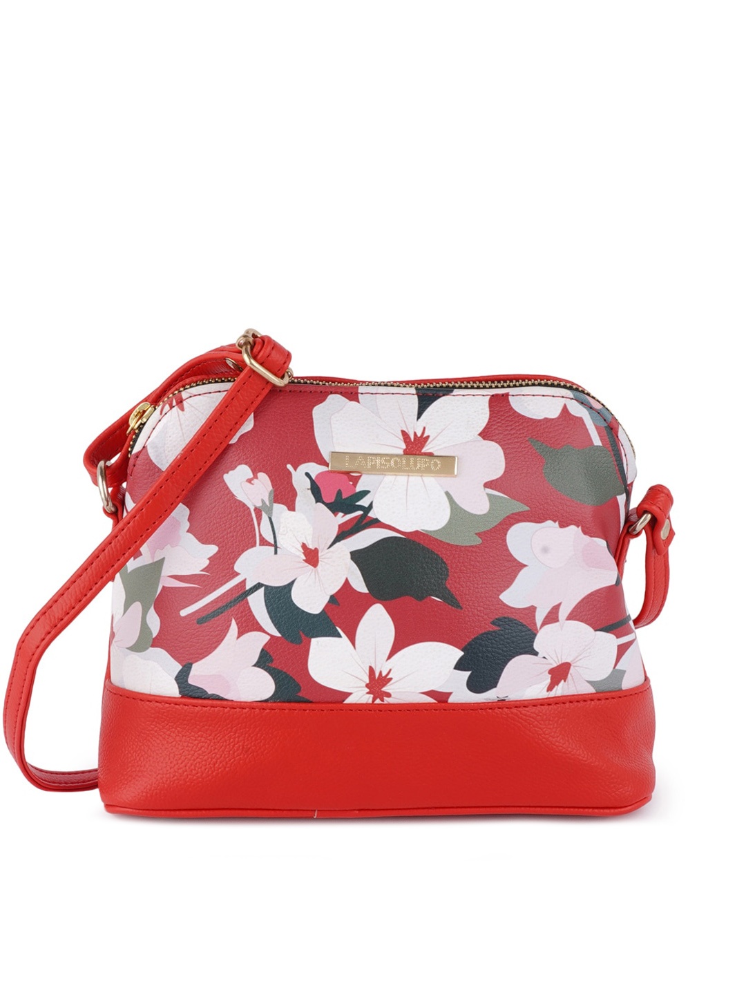 

Lapis O Lupo Red & White Floral Printed Structured Sling Bag