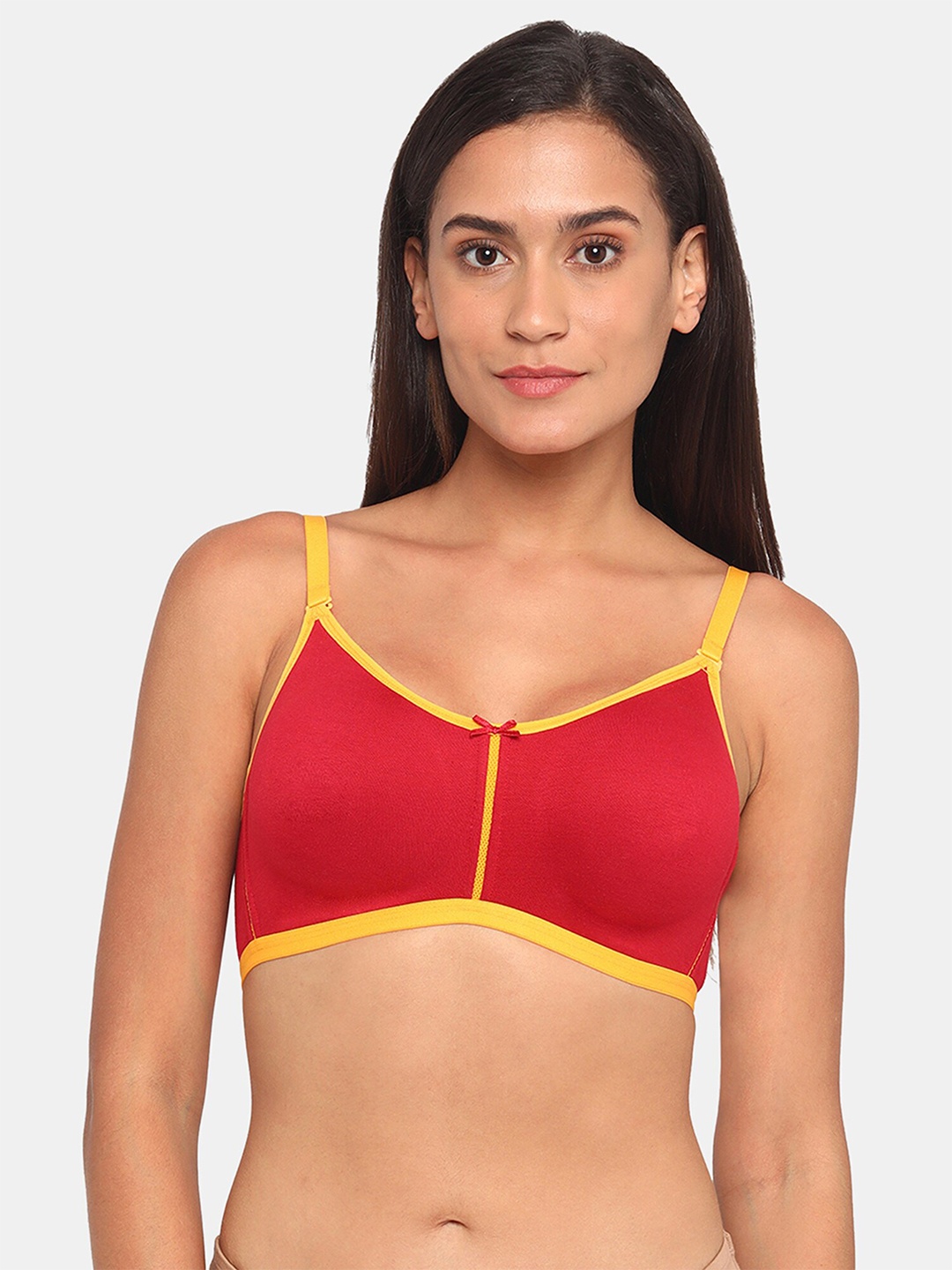 

Rosaline by Zivame Red & Yellow Non-Padded Non-Wired All Day Comfort T-Shirt Bra