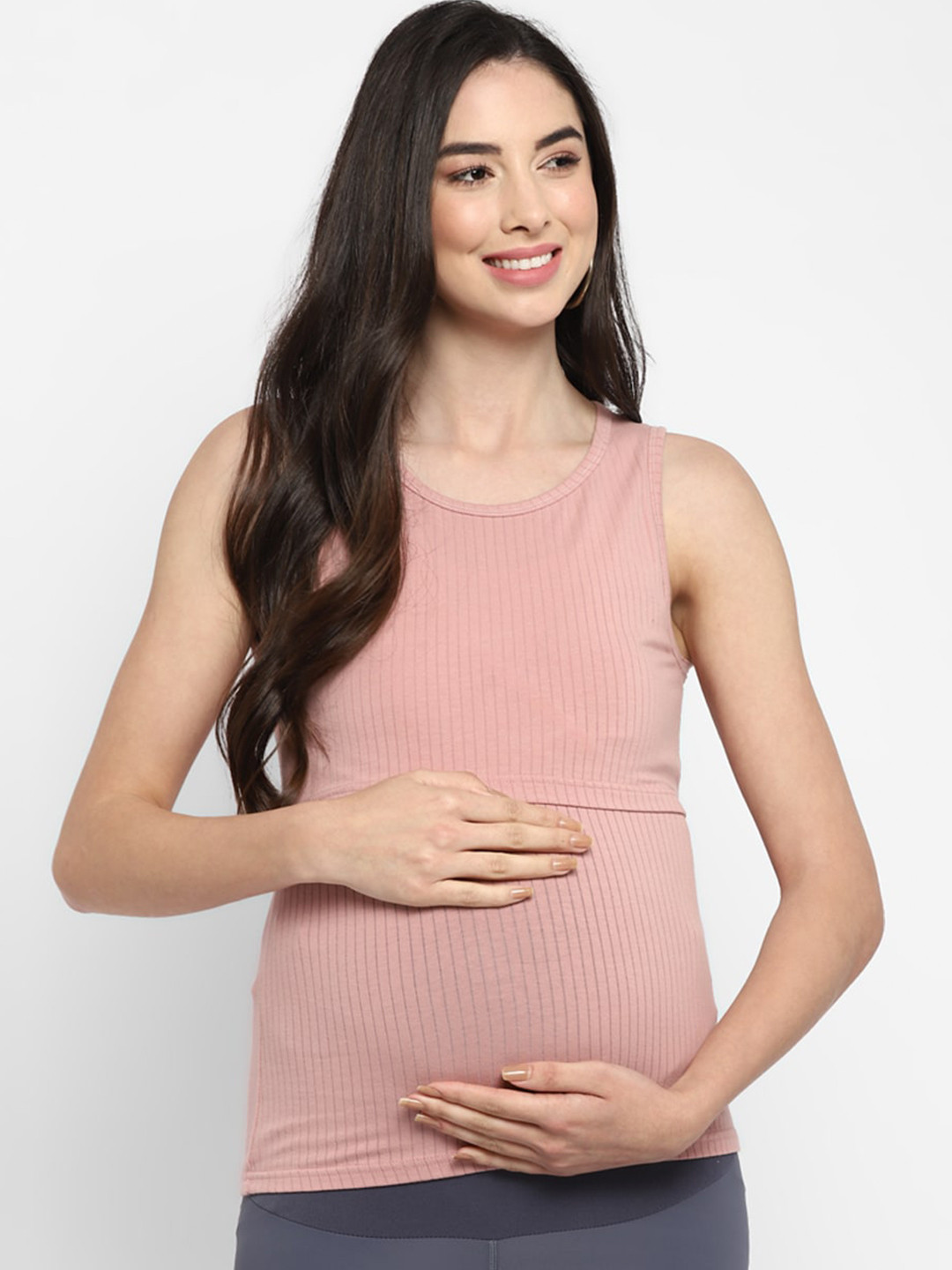 

Momsoon Maternity Women Pink Solid Maternity Tank Top