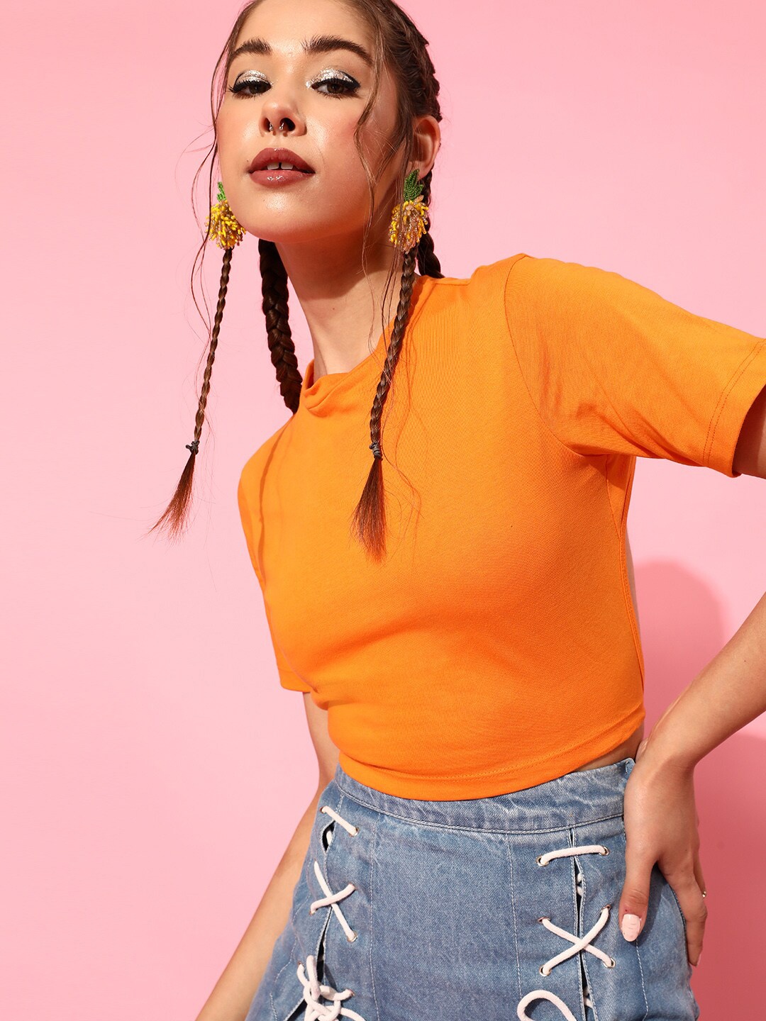 

STREET 9 Women Bright Orange Solid Top