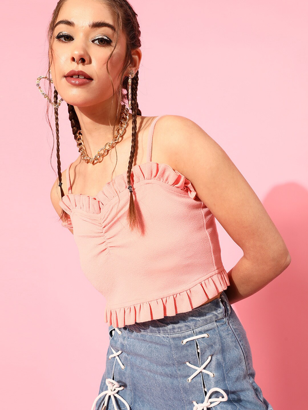 

STREET 9 Women Attractive Peach Solid Top
