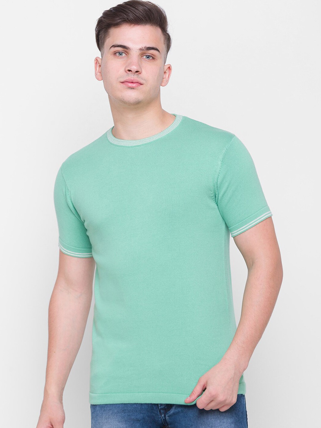 

Globus Men Green Pure Cotton Pullover