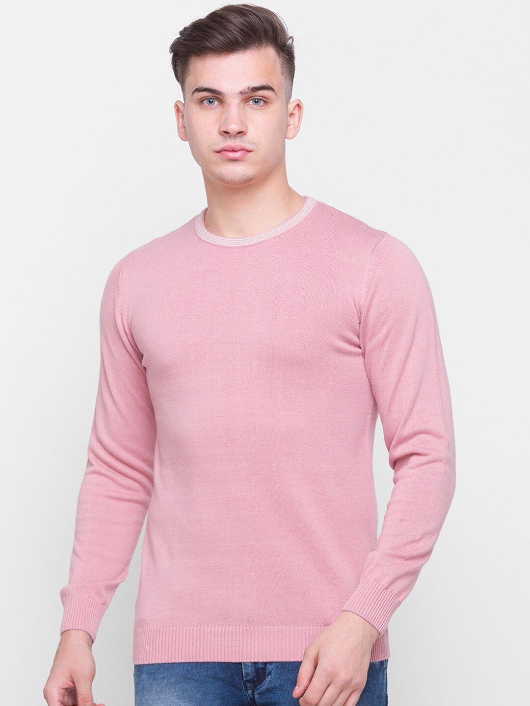 

Globus Men Pink Solid Pure Cotton Pullover