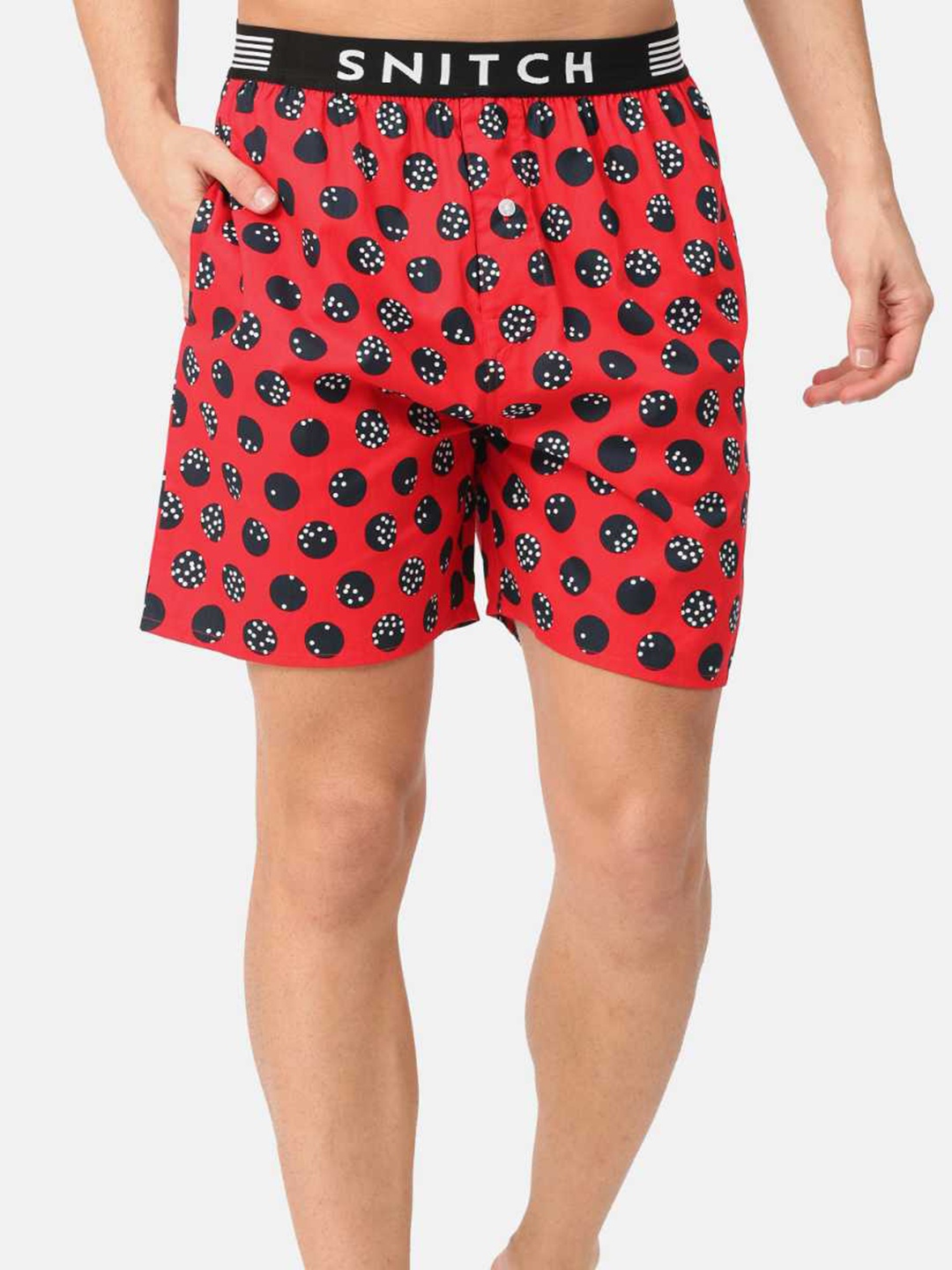 

Snitch Men Red & Black Printed Pure Cotton Boxers