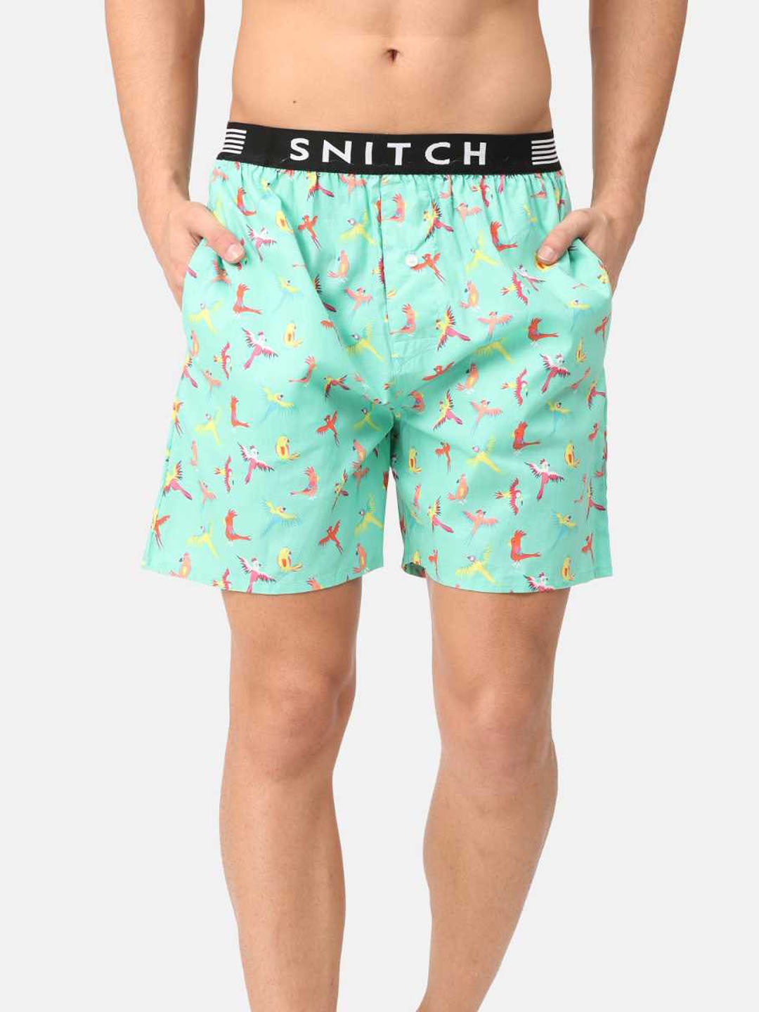 

Snitch Men Green Printed Pure Cotton Boxer