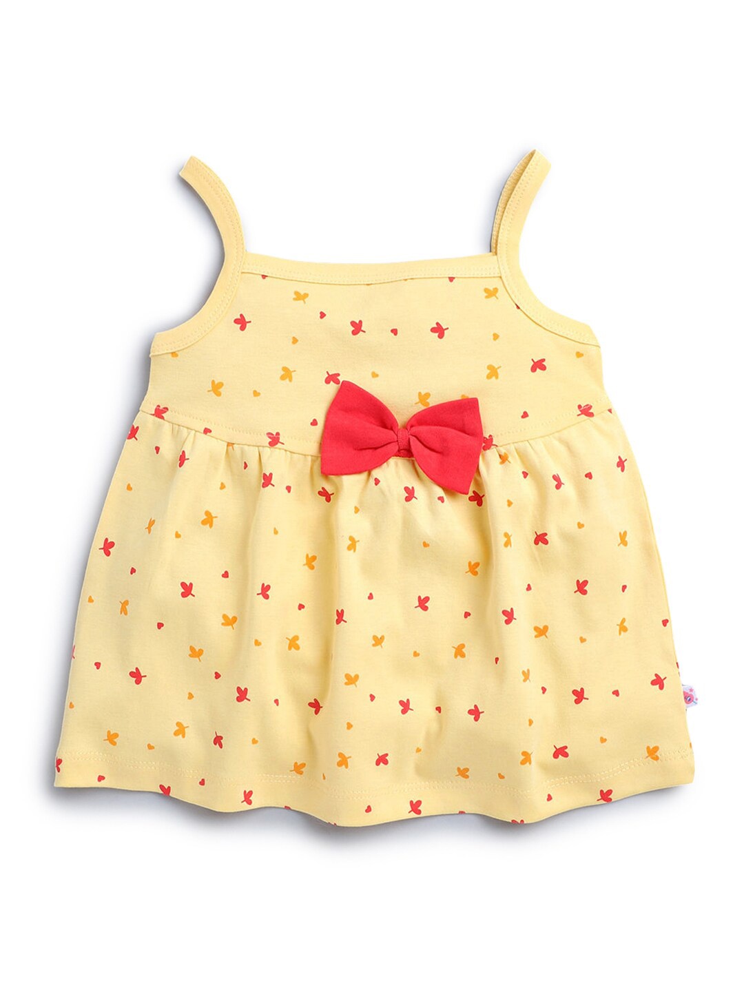 

Hopscotch Girls Yellow Floral Printed Cotton A-Line Dress