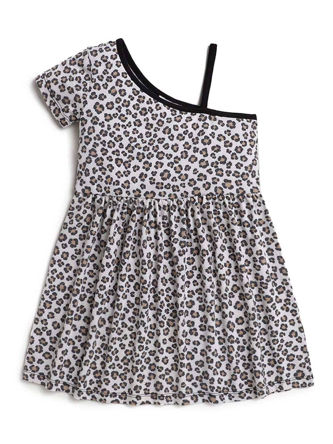 

Hopscotch Girls White & Black Animal Printed Fit & Flare Dress
