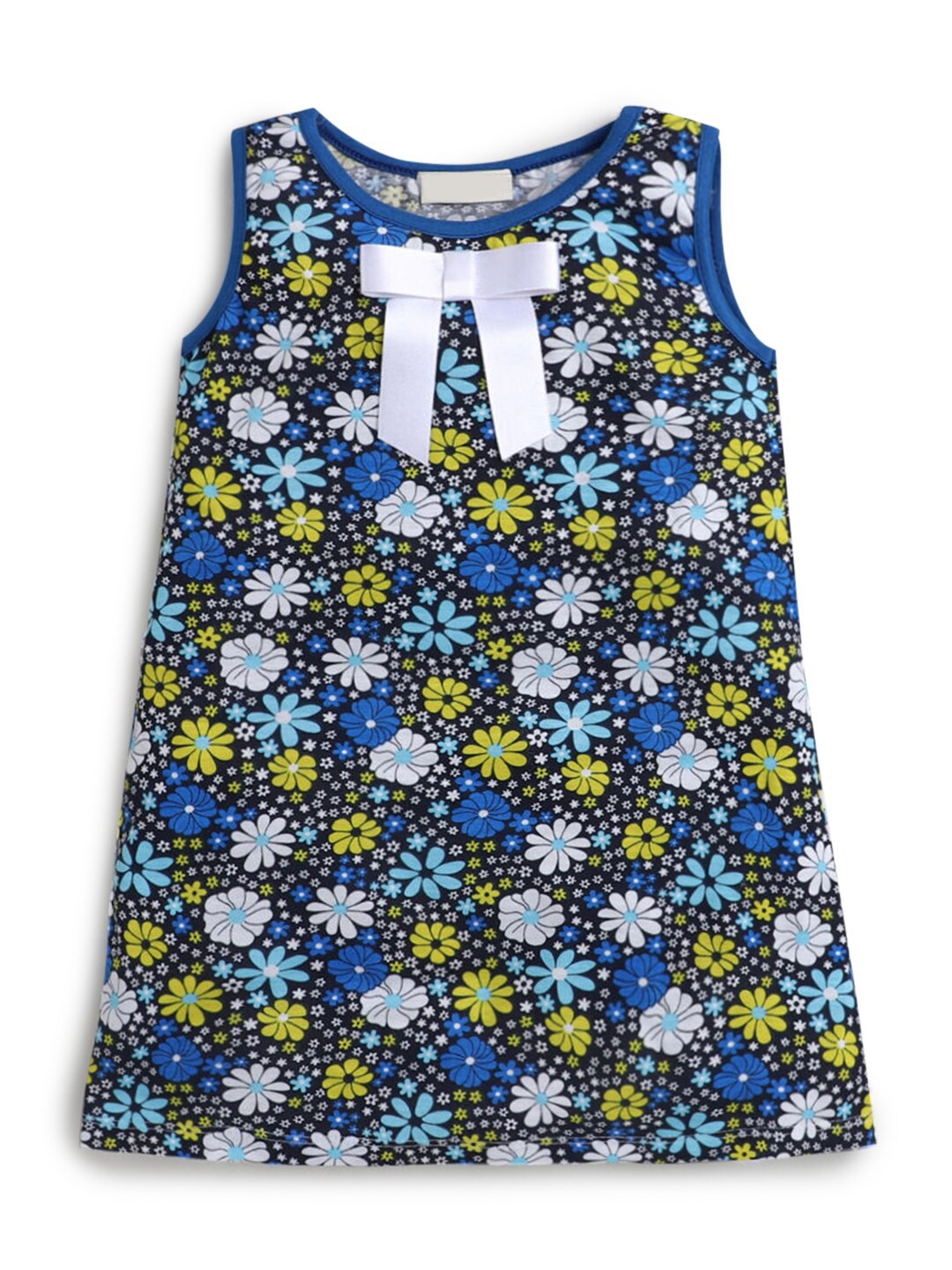 

Hopscotch Blue & Yellow Floral A-Line Pure Cotton Dress